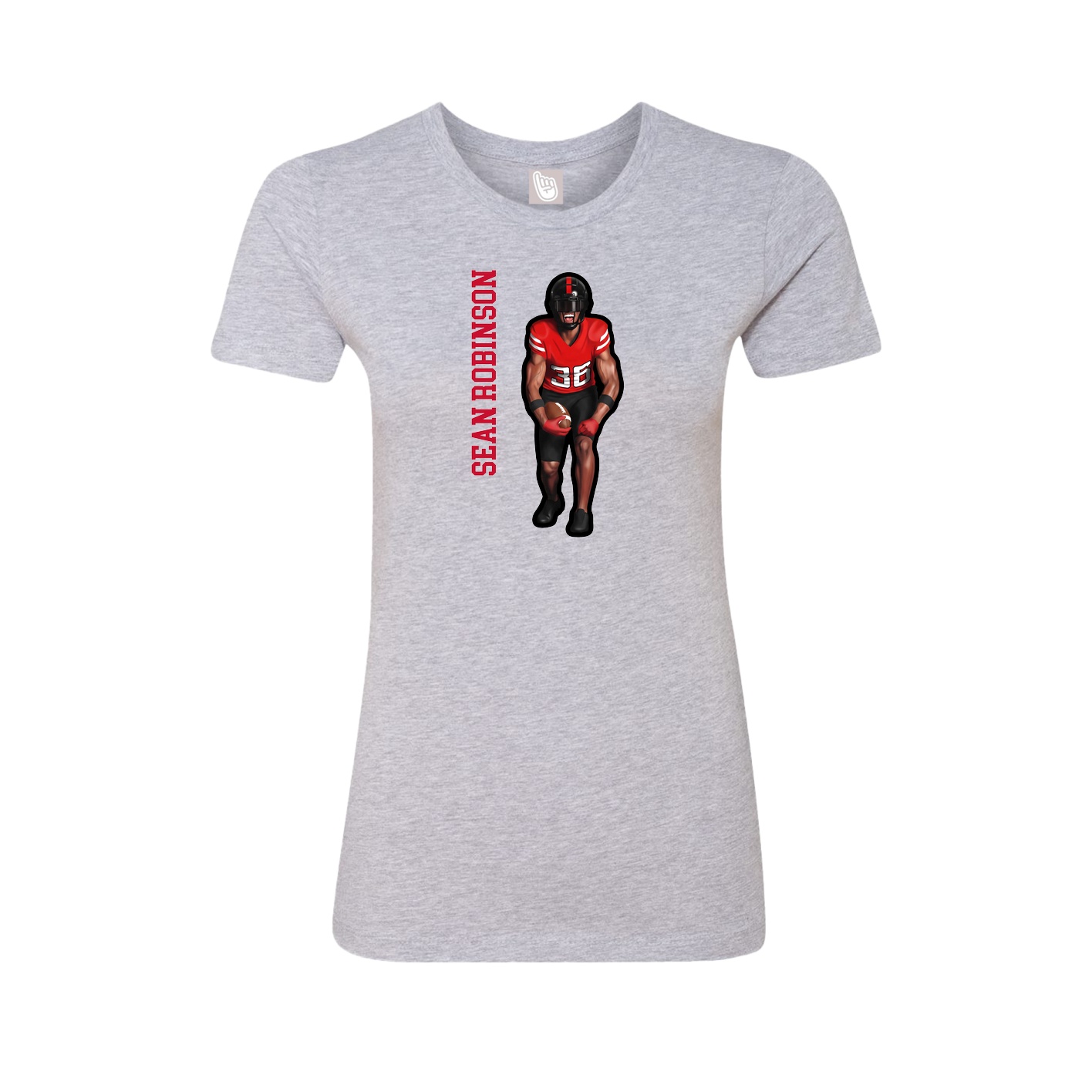 Fitted Women's Tee — Name Vertical in Grey