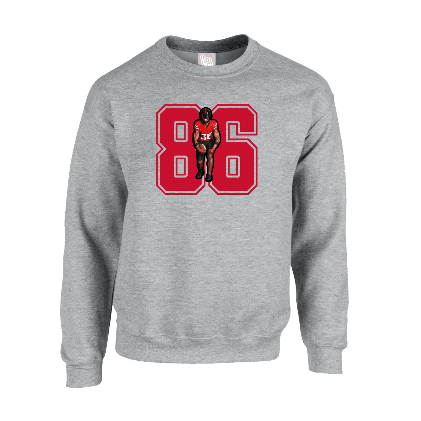 Fleece Crew — Number in Grey