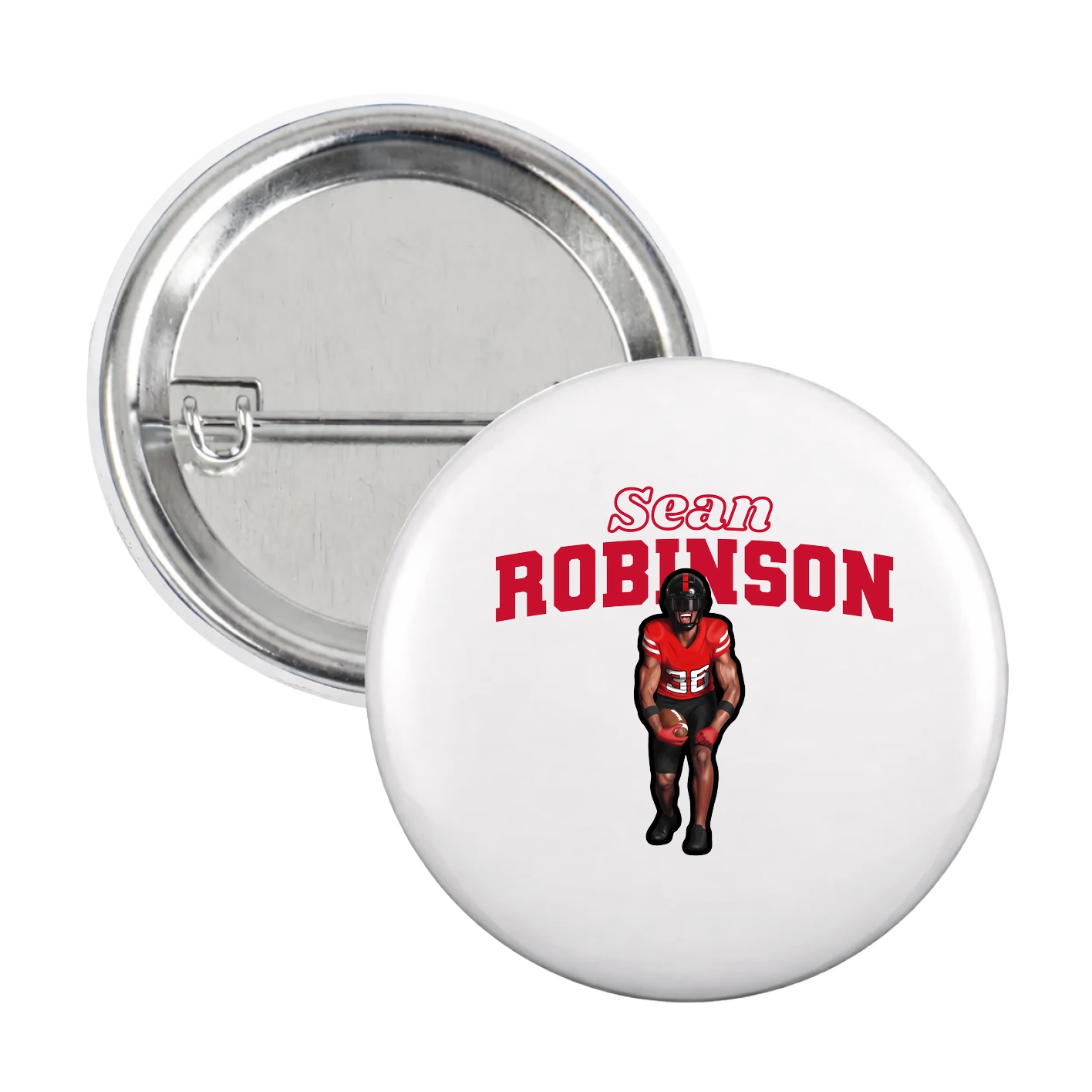 Game Day Button — Name Arch in White