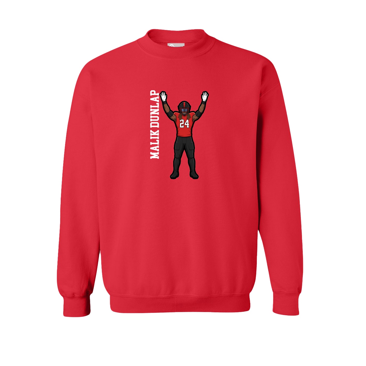 Fleece Crew — Name Vertical in Red