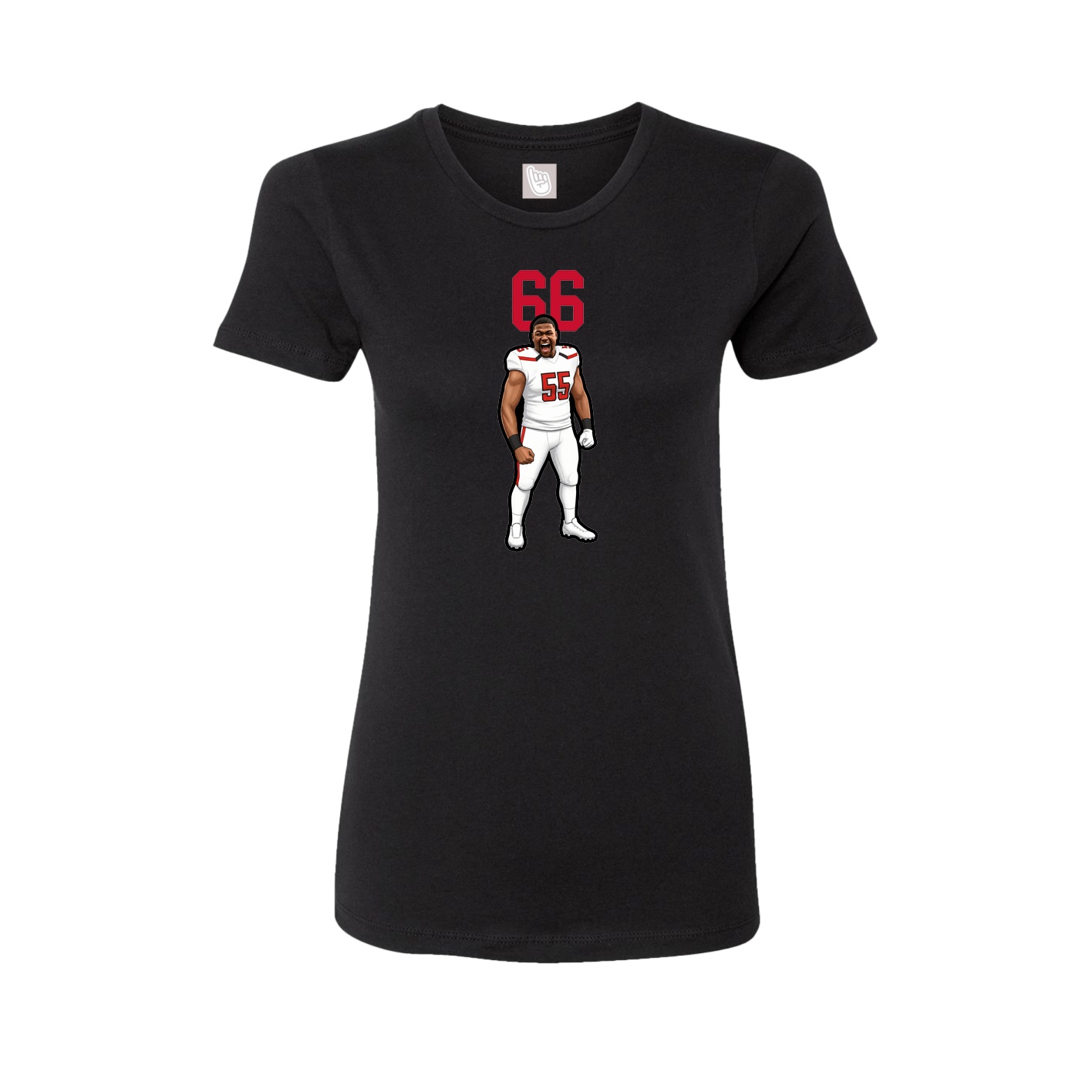 Fitted Women's Tee — Number Top in Black