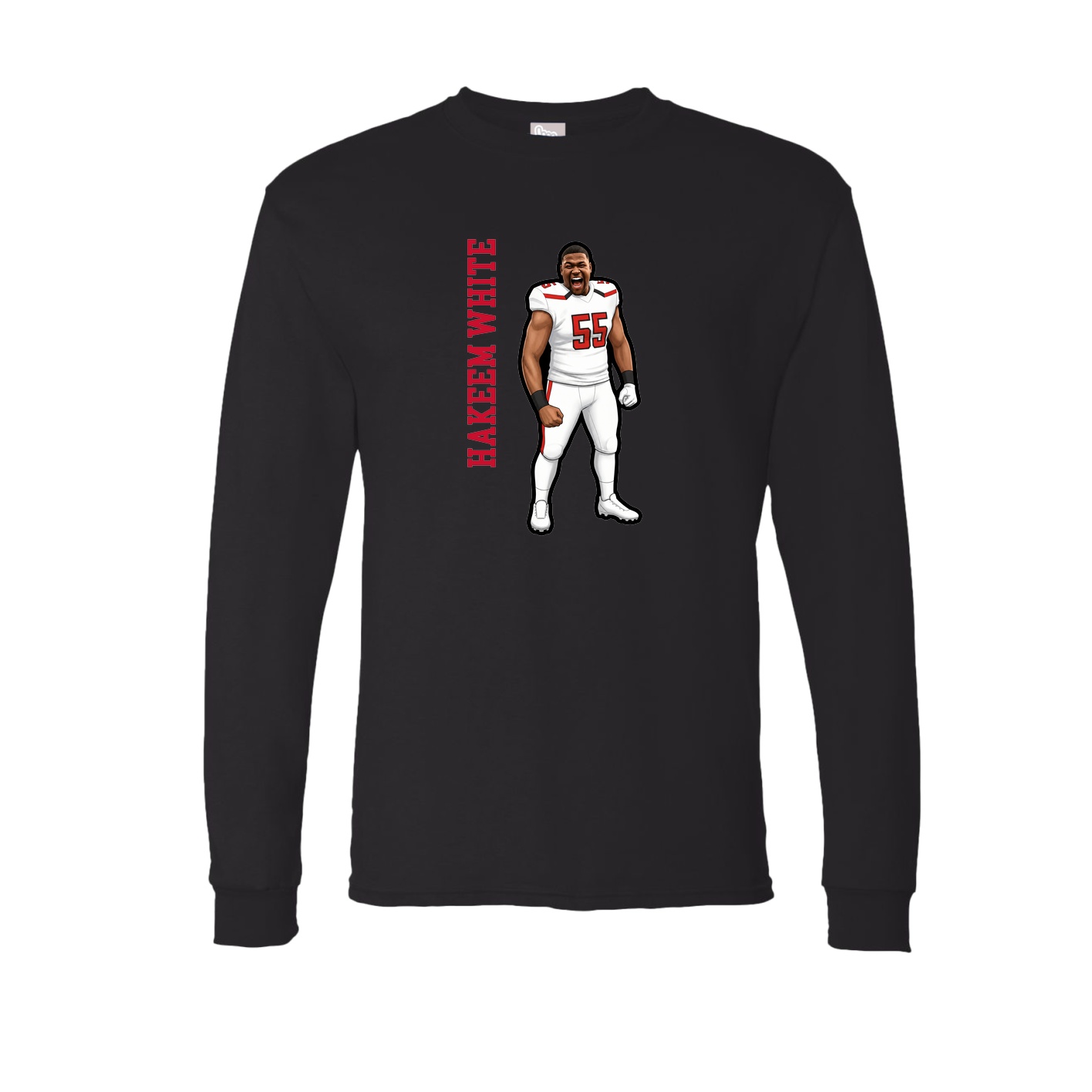 Long Sleeve Tee — Name Vertical in Black