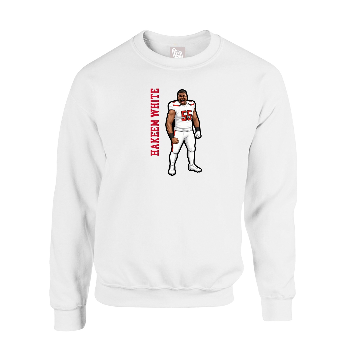 Fleece Crew — Name Vertical in White