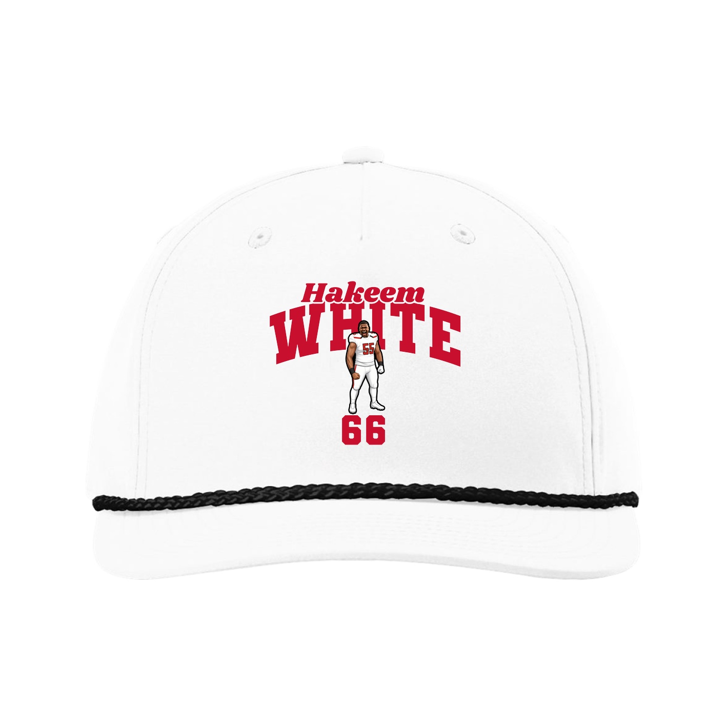 Five-Panel Classic Rope Cap — Signature Arch in White