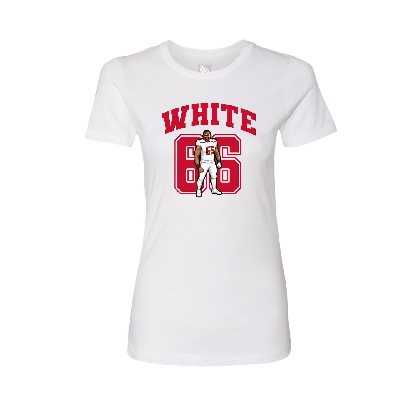 Fitted Women's Tee — Number in White