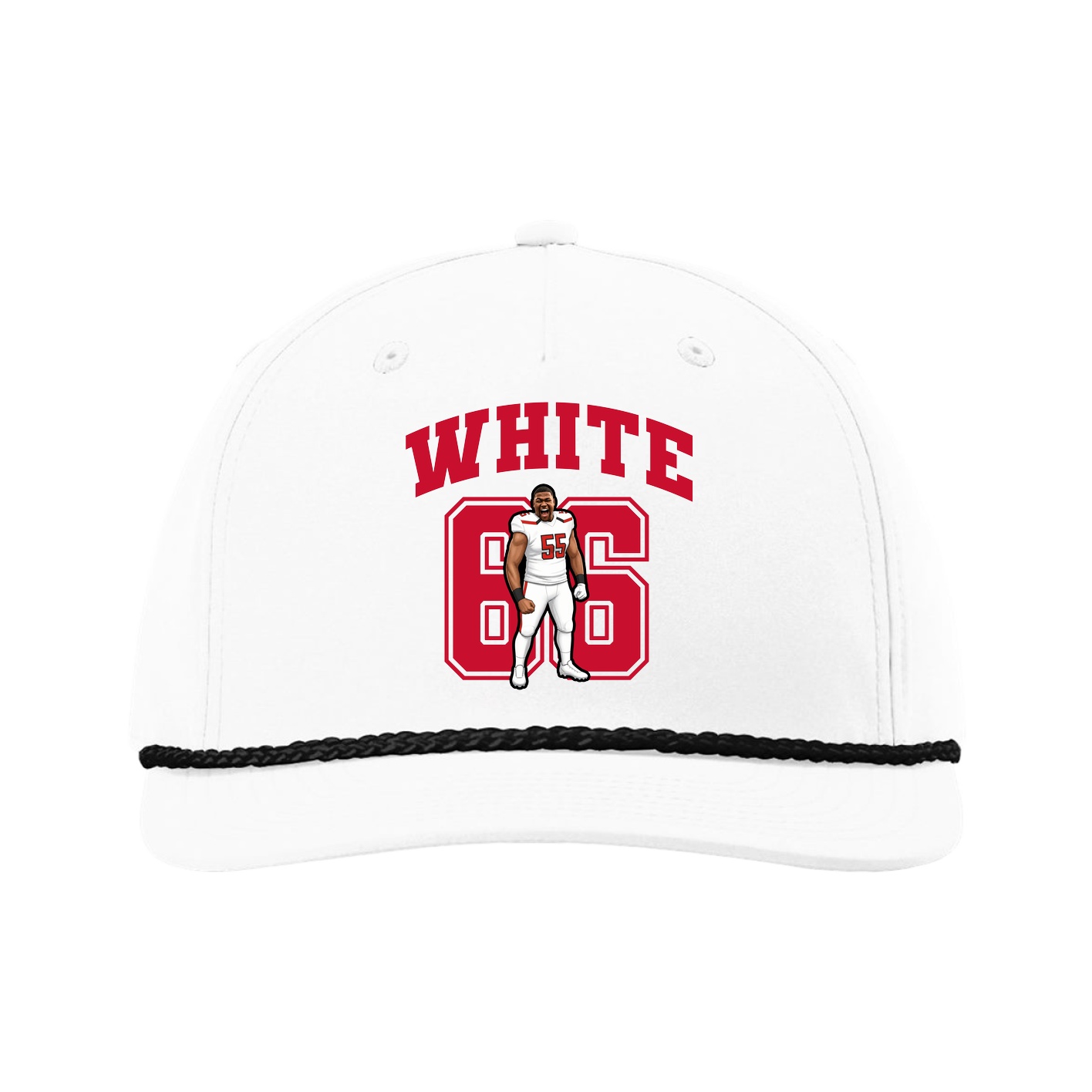 Five-Panel Classic Rope Cap — Number in White