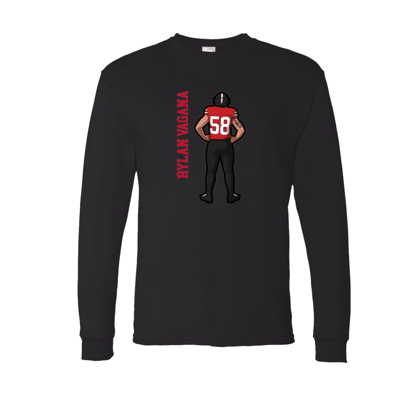 Long Sleeve Tee — Name Vertical in Black