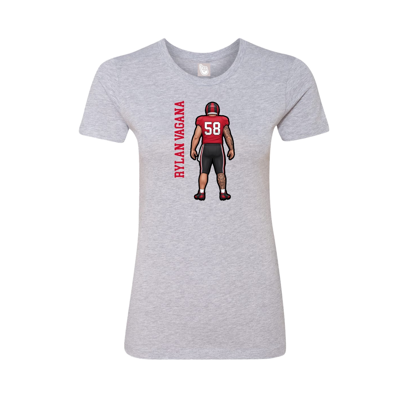 Fitted Women's Tee — Name Vertical in Grey