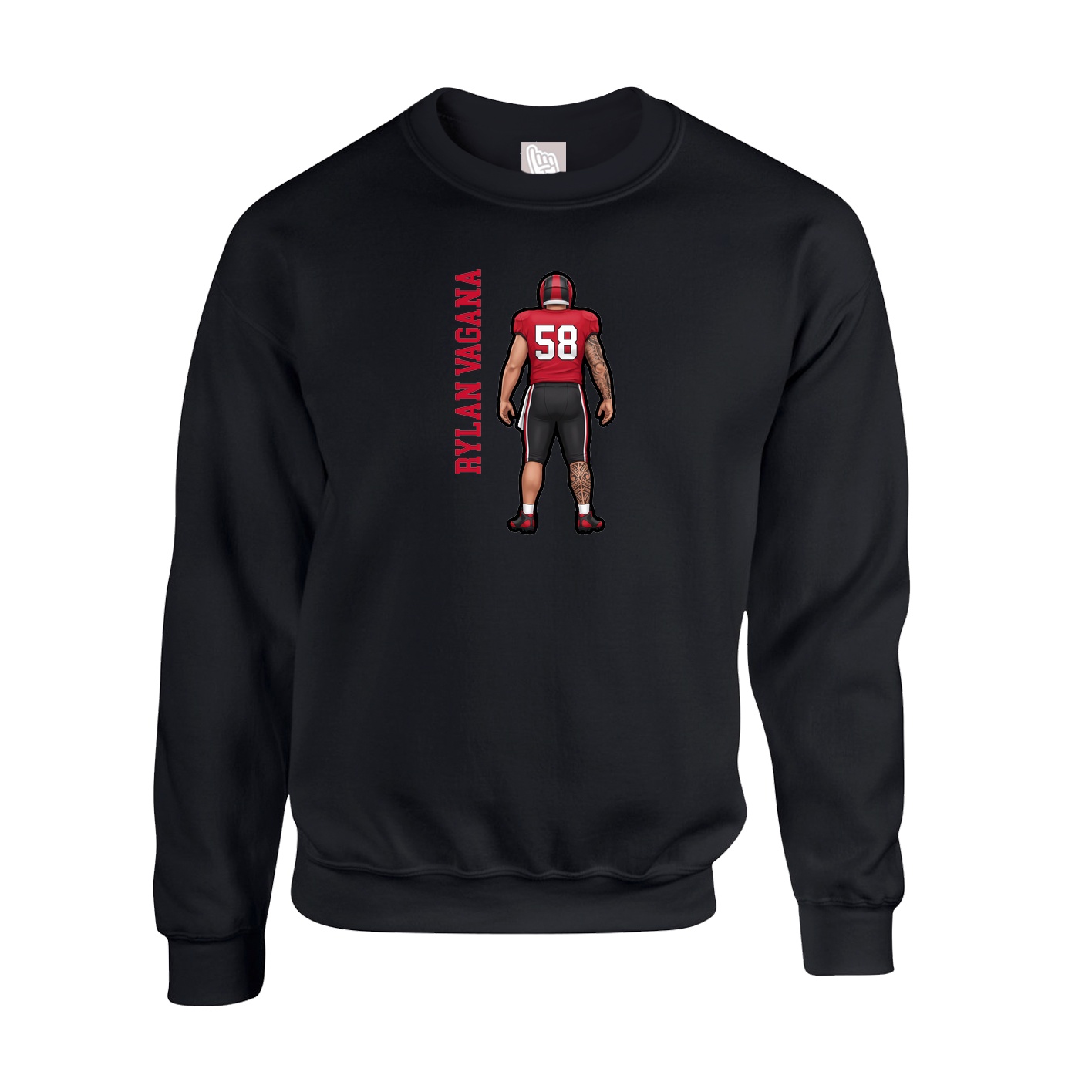 Fleece Crew — Name Vertical in Black