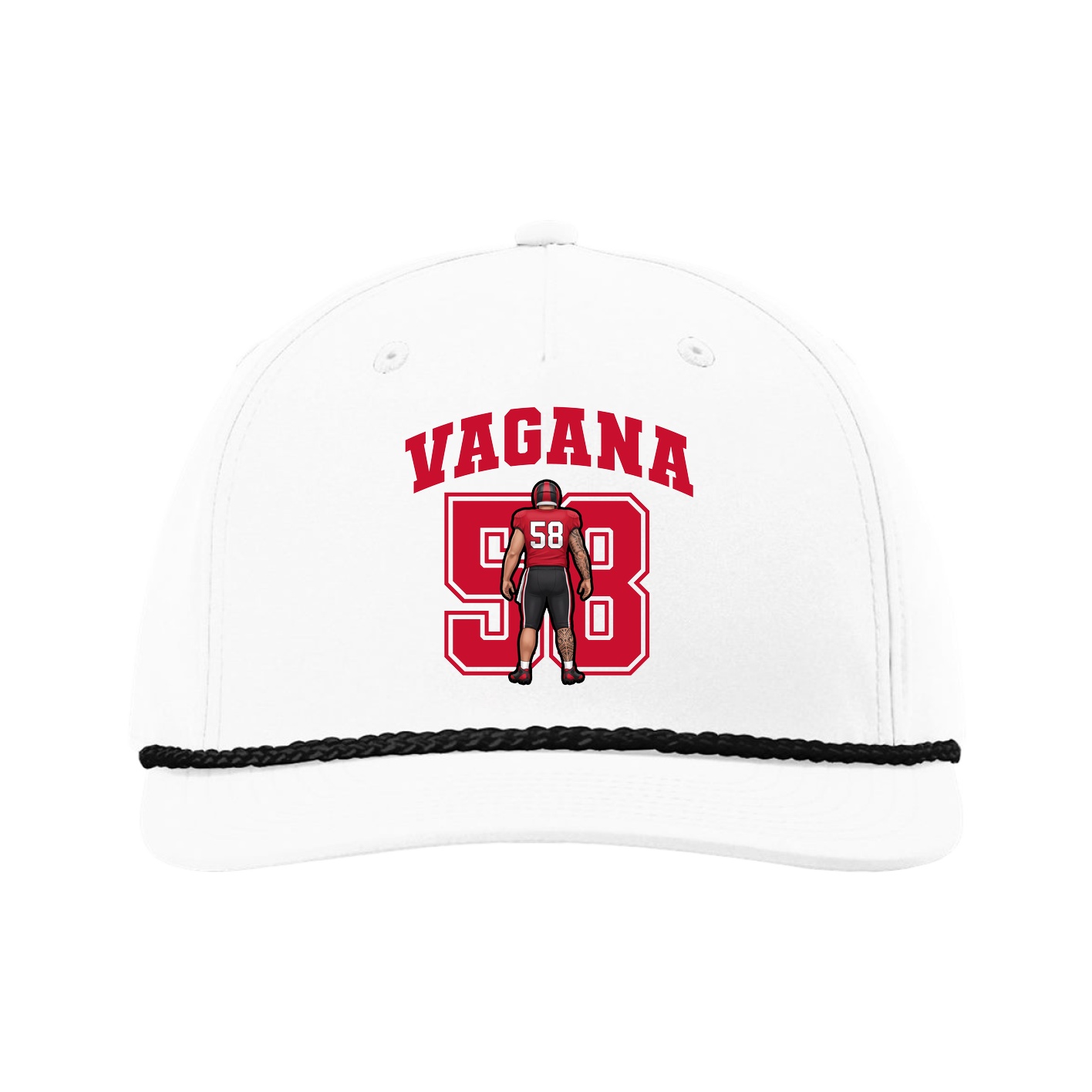 Five-Panel Classic Rope Cap — Number in White