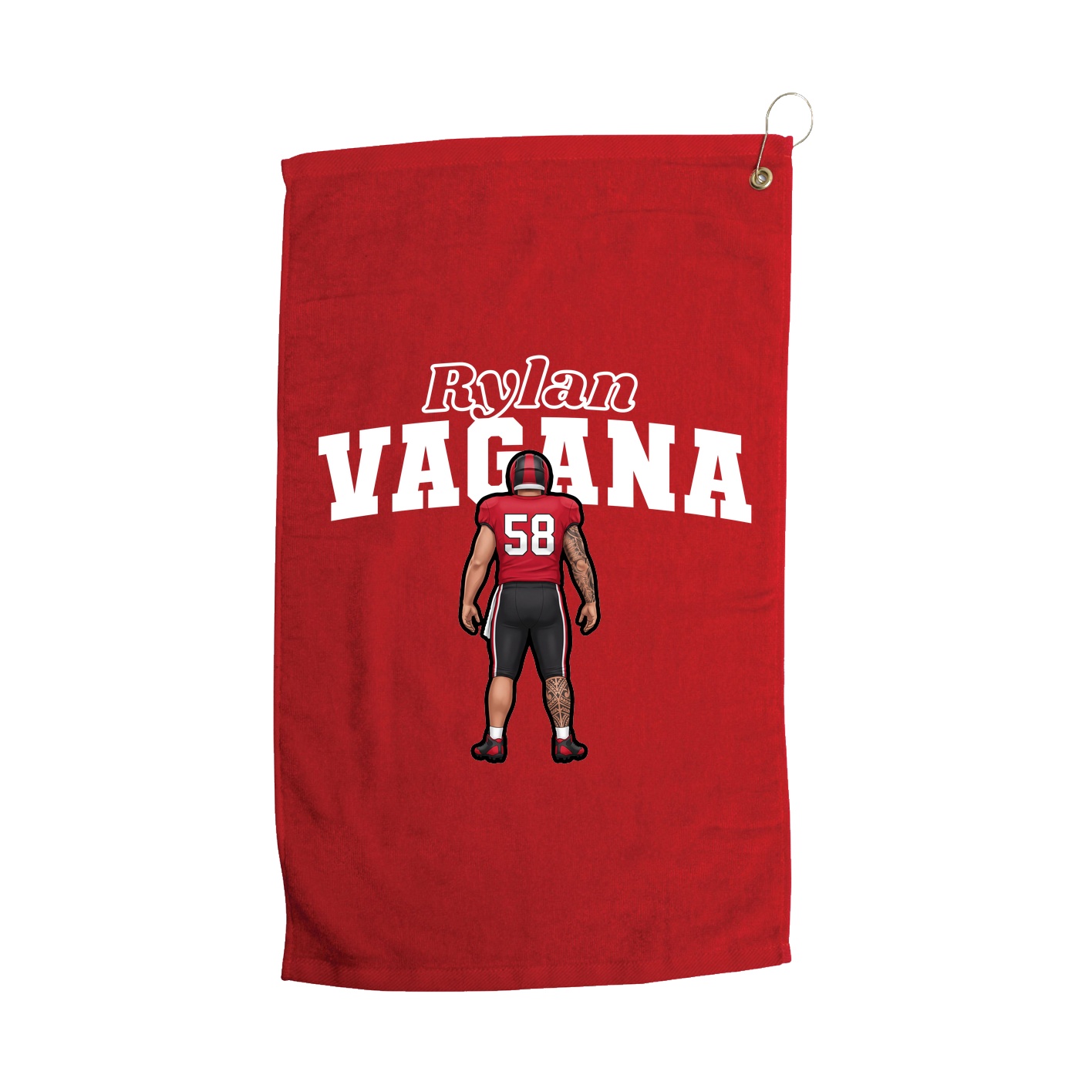 Golf Towel — Name Arch in Red