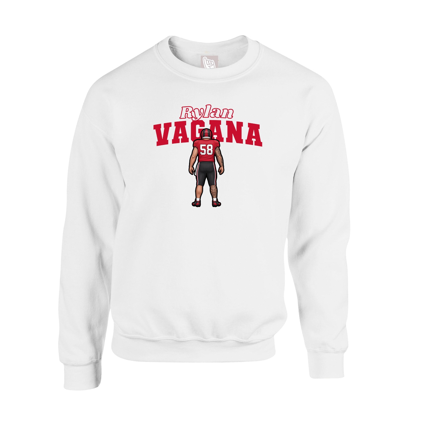 Fleece Crew — Name Arch in White