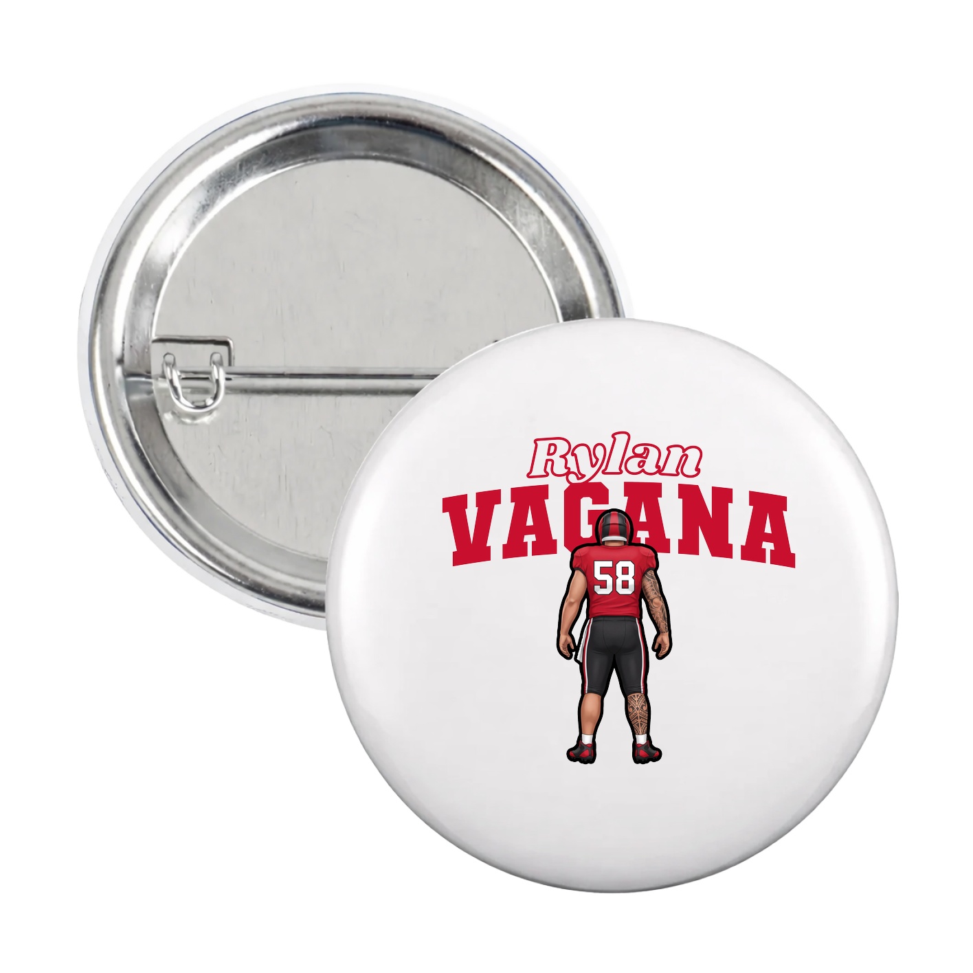 Game Day Button — Name Arch in White