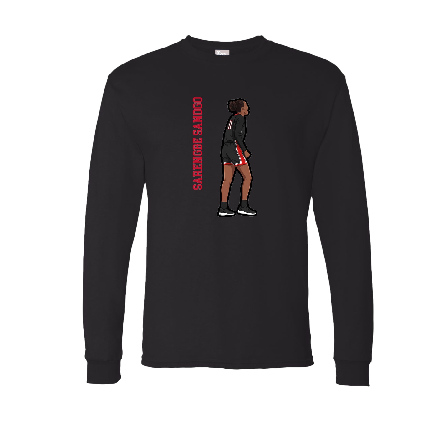 Long Sleeve Tee — Name Vertical in Black
