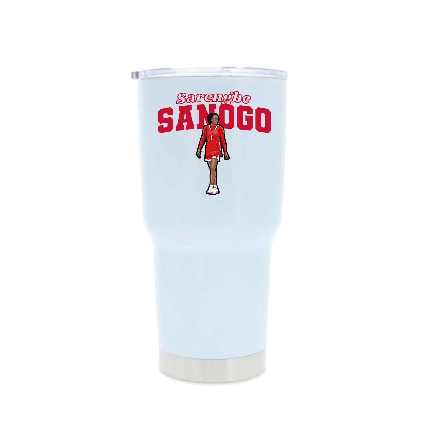 30oz Stainless Steel Tumbler — Name Arch in White