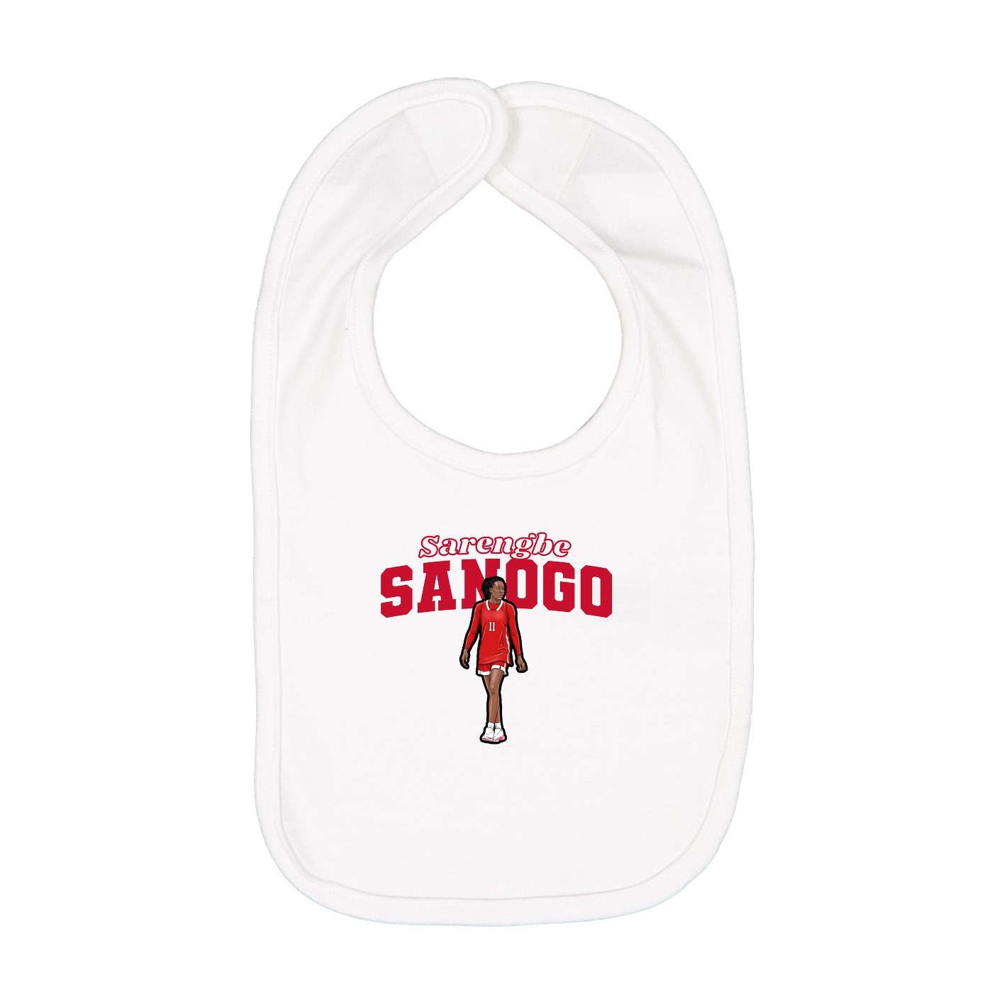 Infant Bib — Name Arch in White