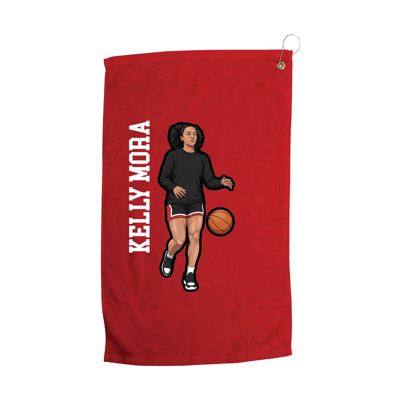 Golf Towel — Name Vertical in Red
