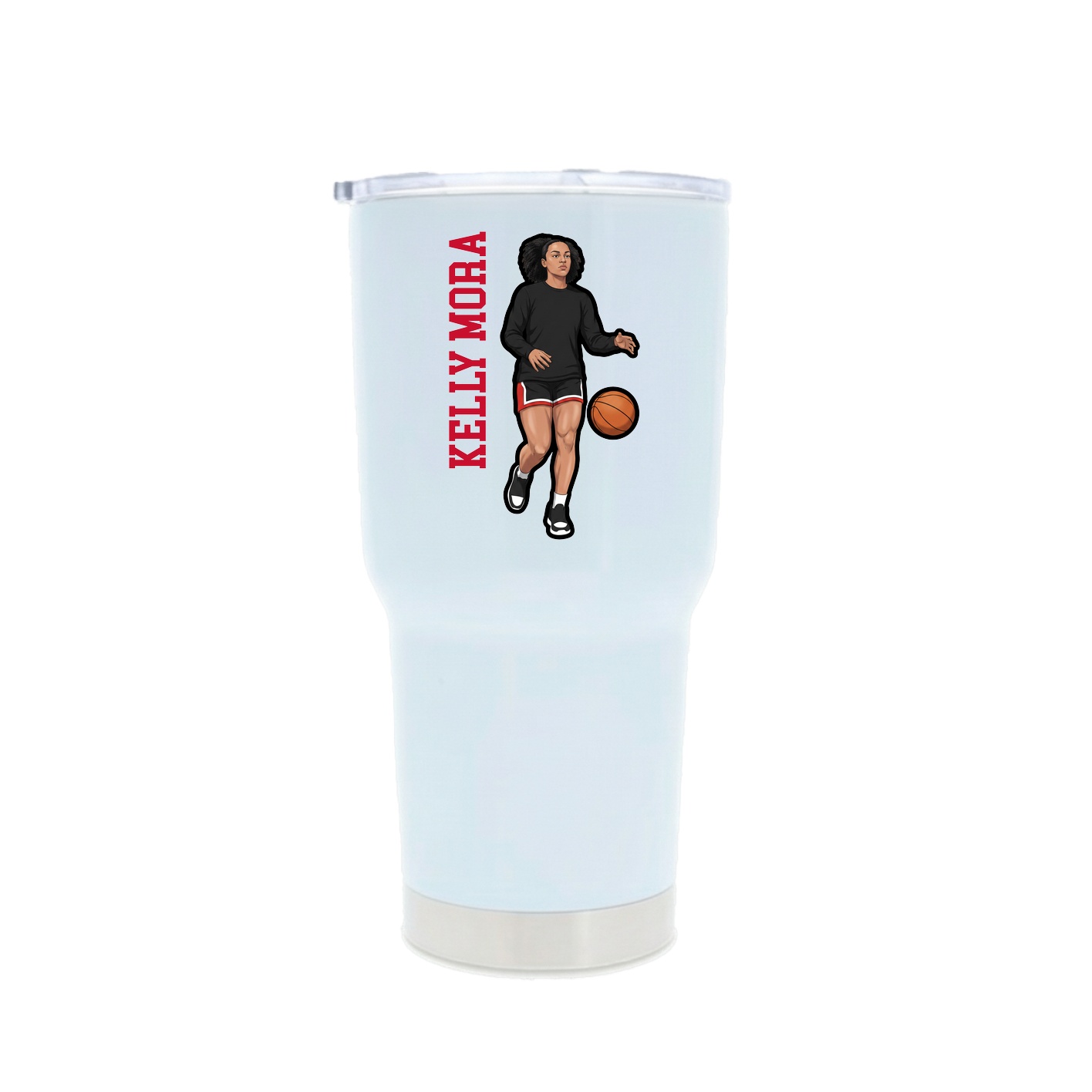 30oz Stainless Steel Tumbler — Name Vertical in White