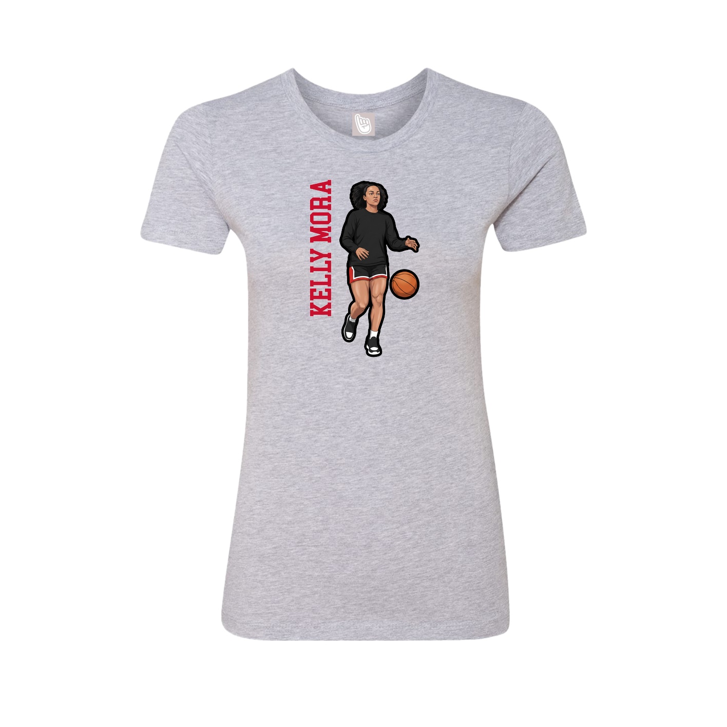 Fitted Women's Tee — Name Vertical in Grey