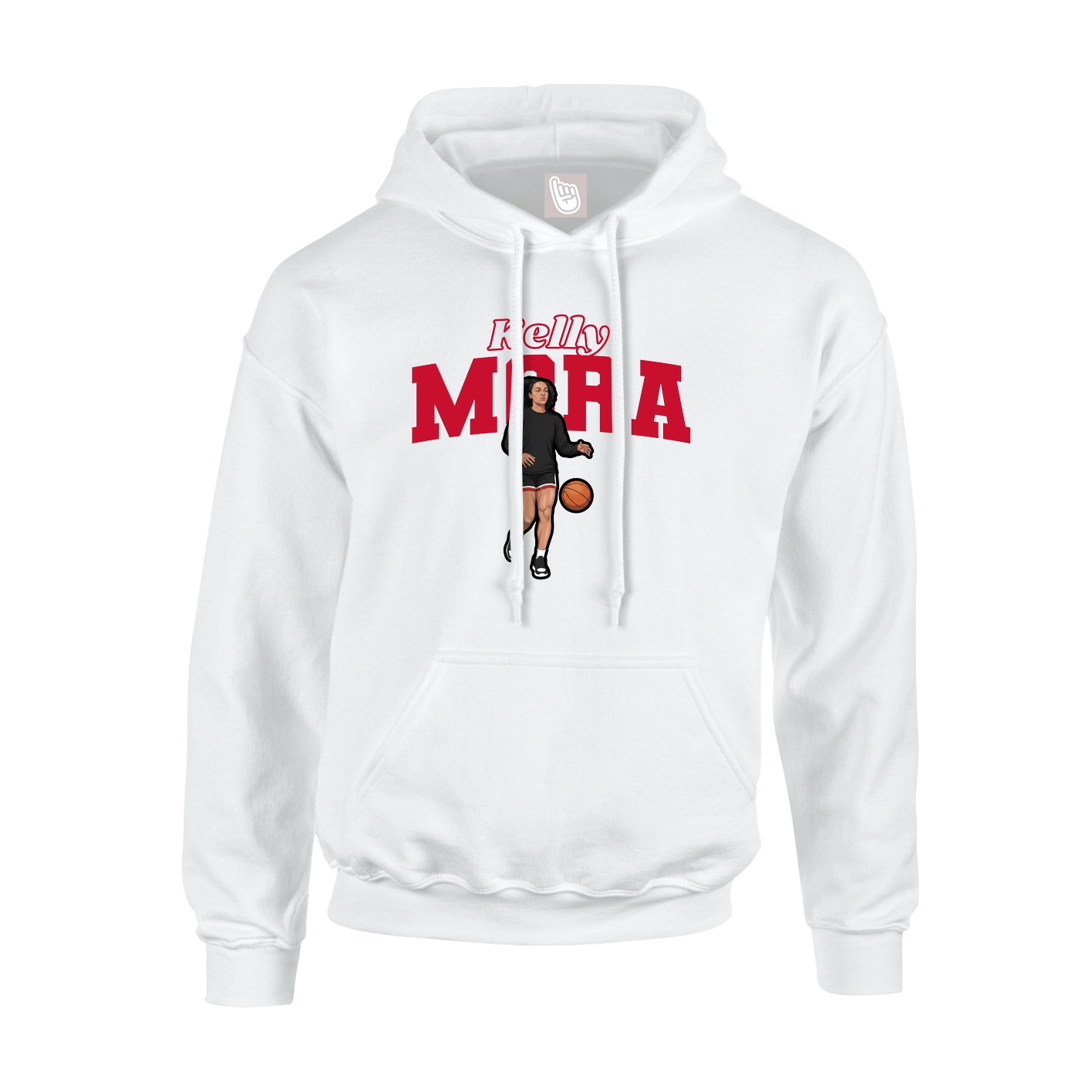 Youth Hoodie — Name Arch in White