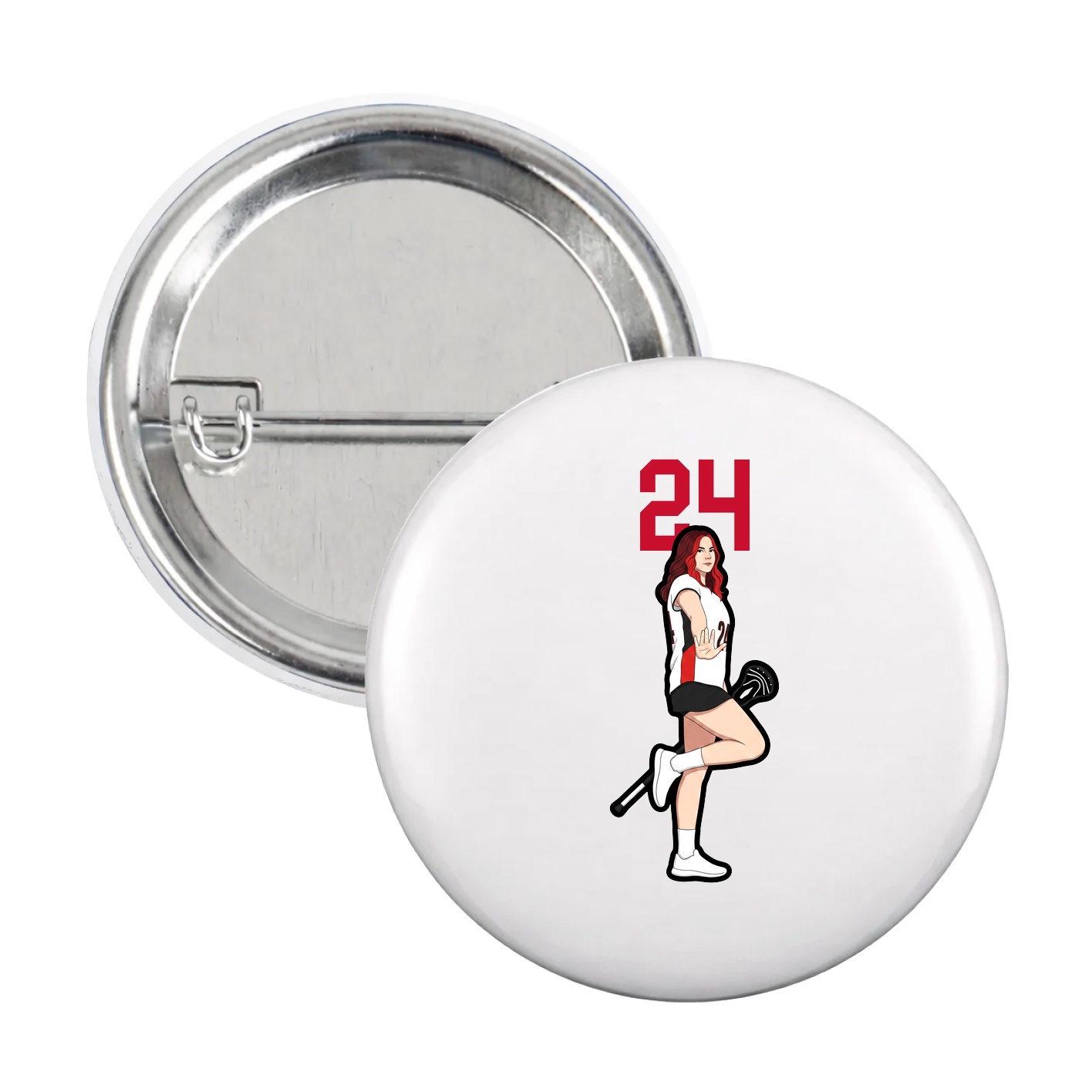 Game Day Button — Number Top in White