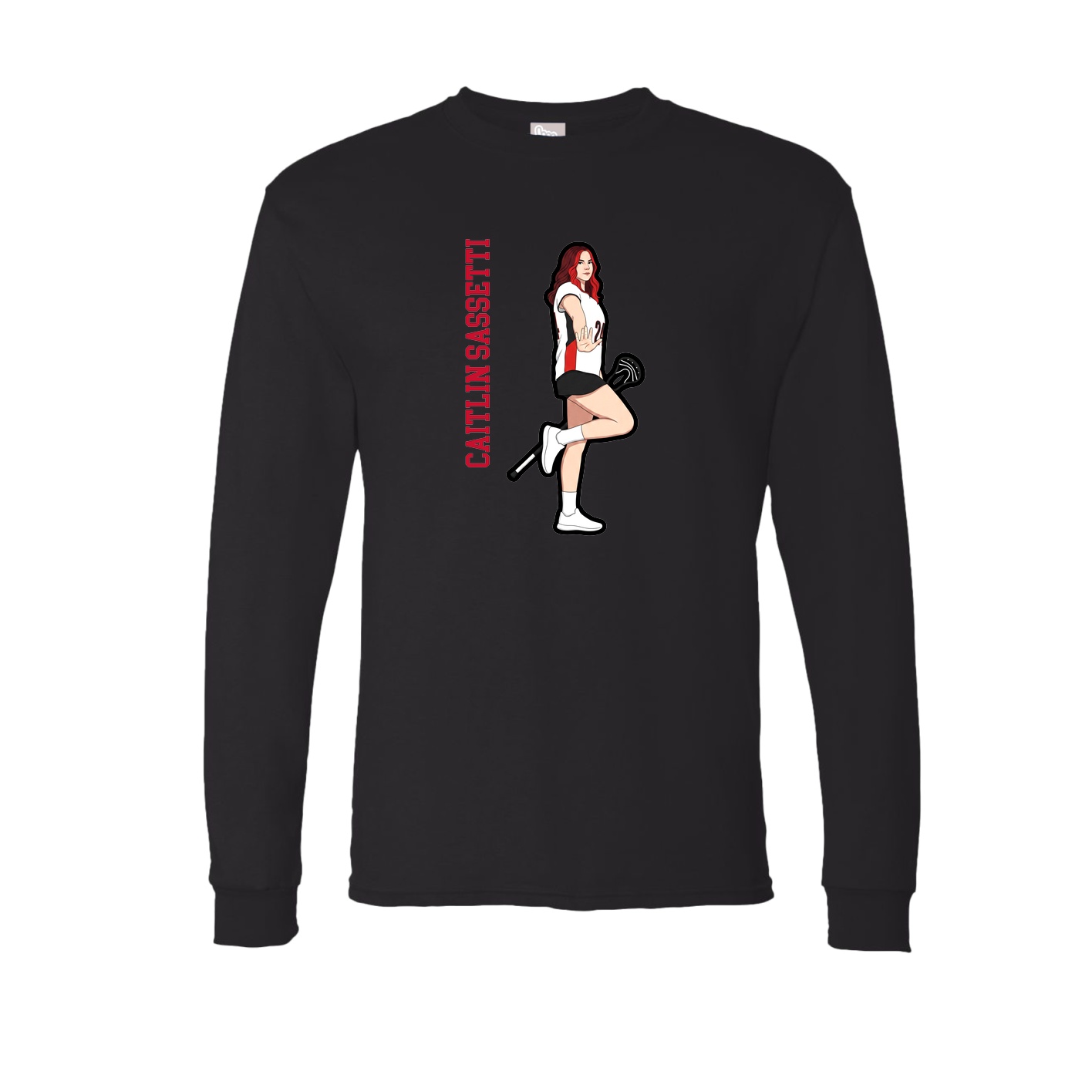 Long Sleeve Tee — Name Vertical in Black