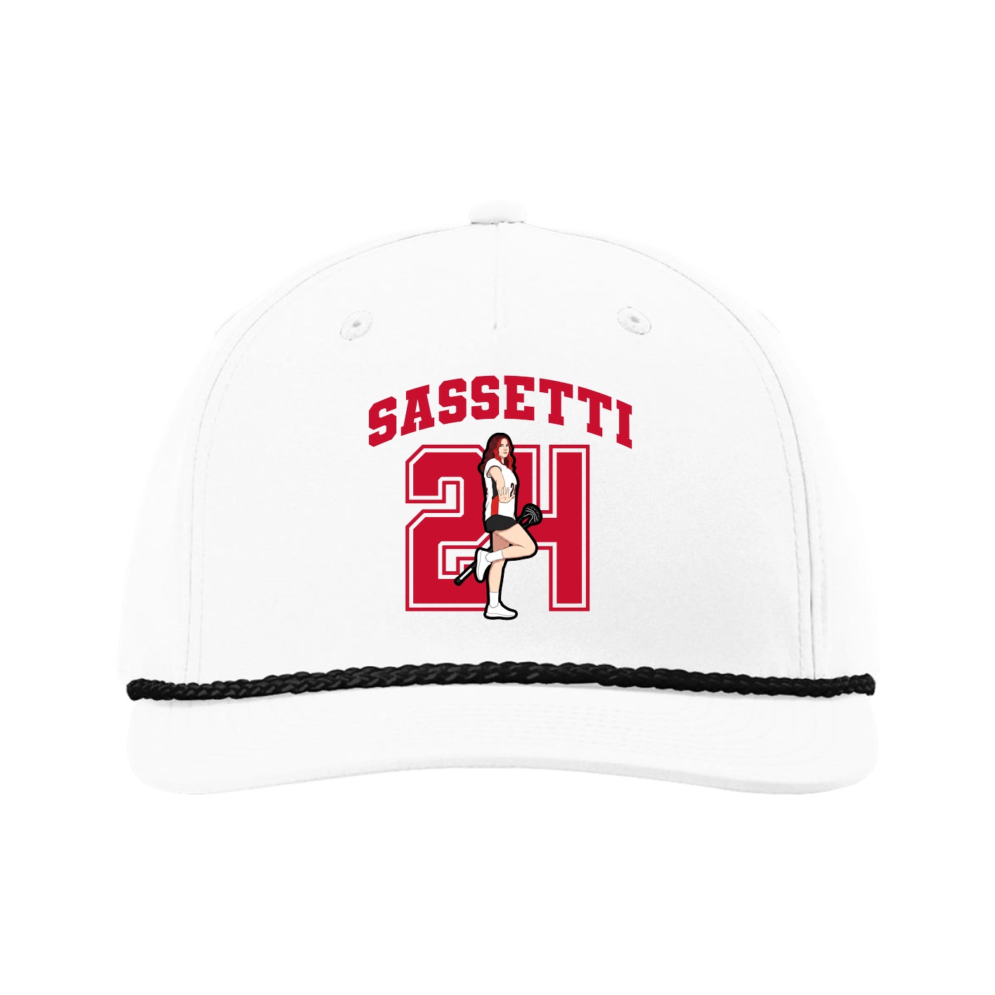 Five-Panel Classic Rope Cap — Number in White