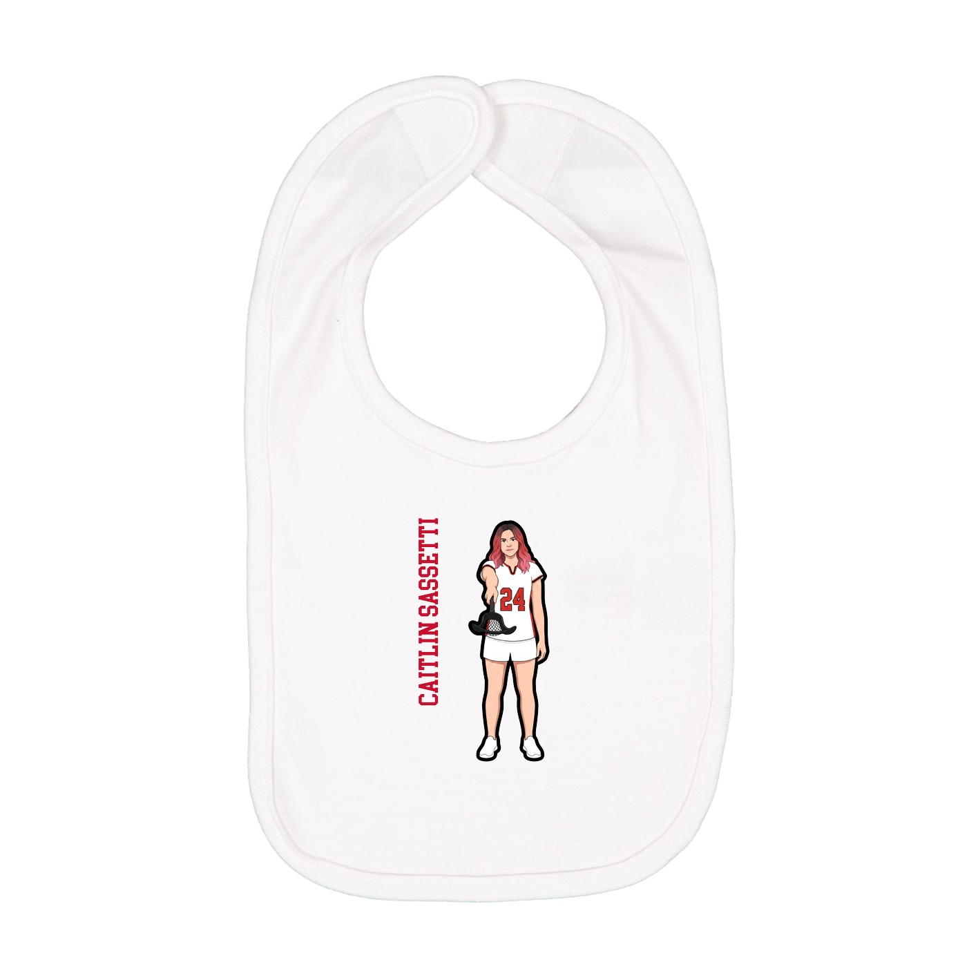 Infant Bib — Name Vertical in White