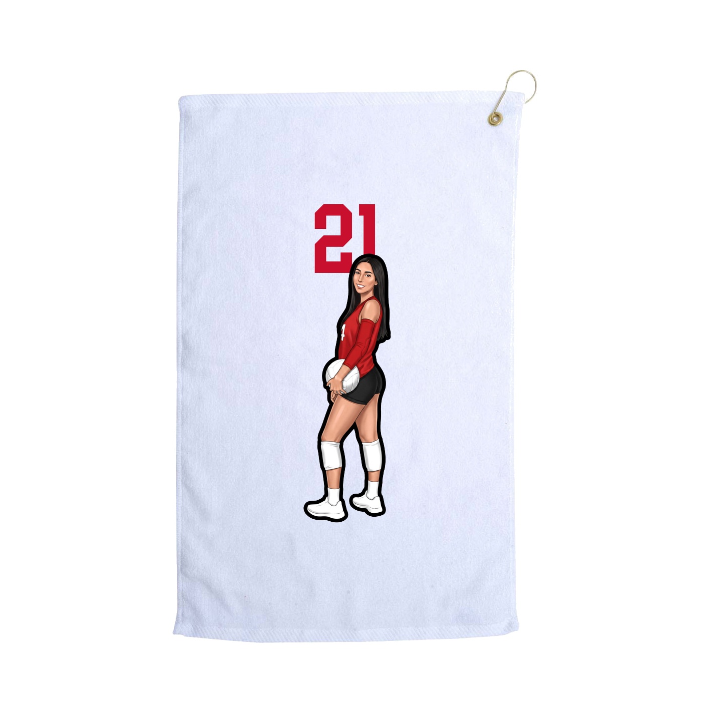 Golf Towel — Number Top in White
