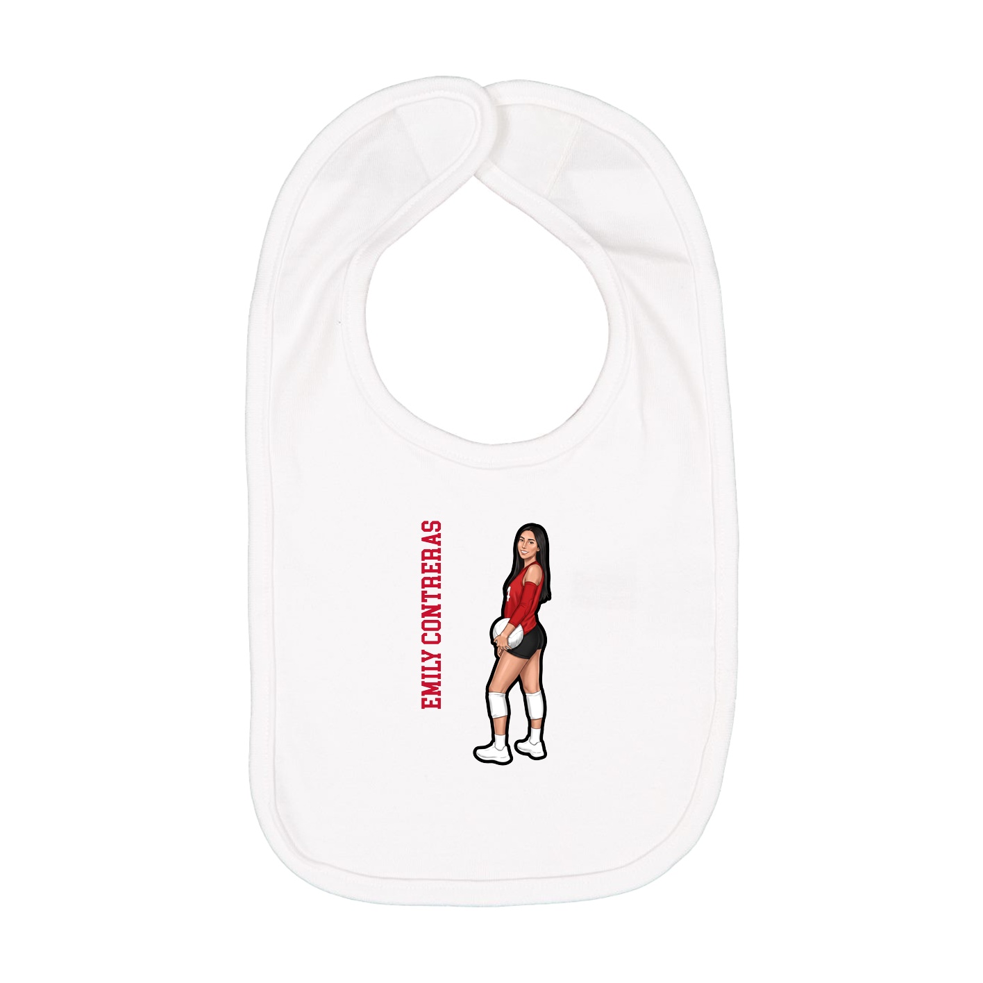 Infant Bib — Name Vertical in White