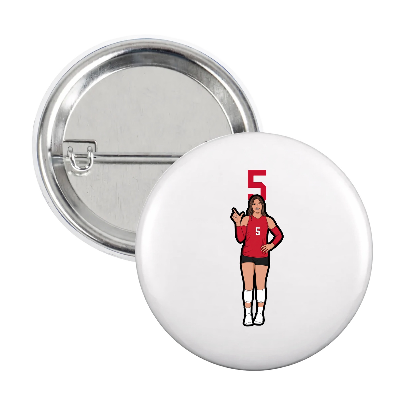 Game Day Button — Number Top in White