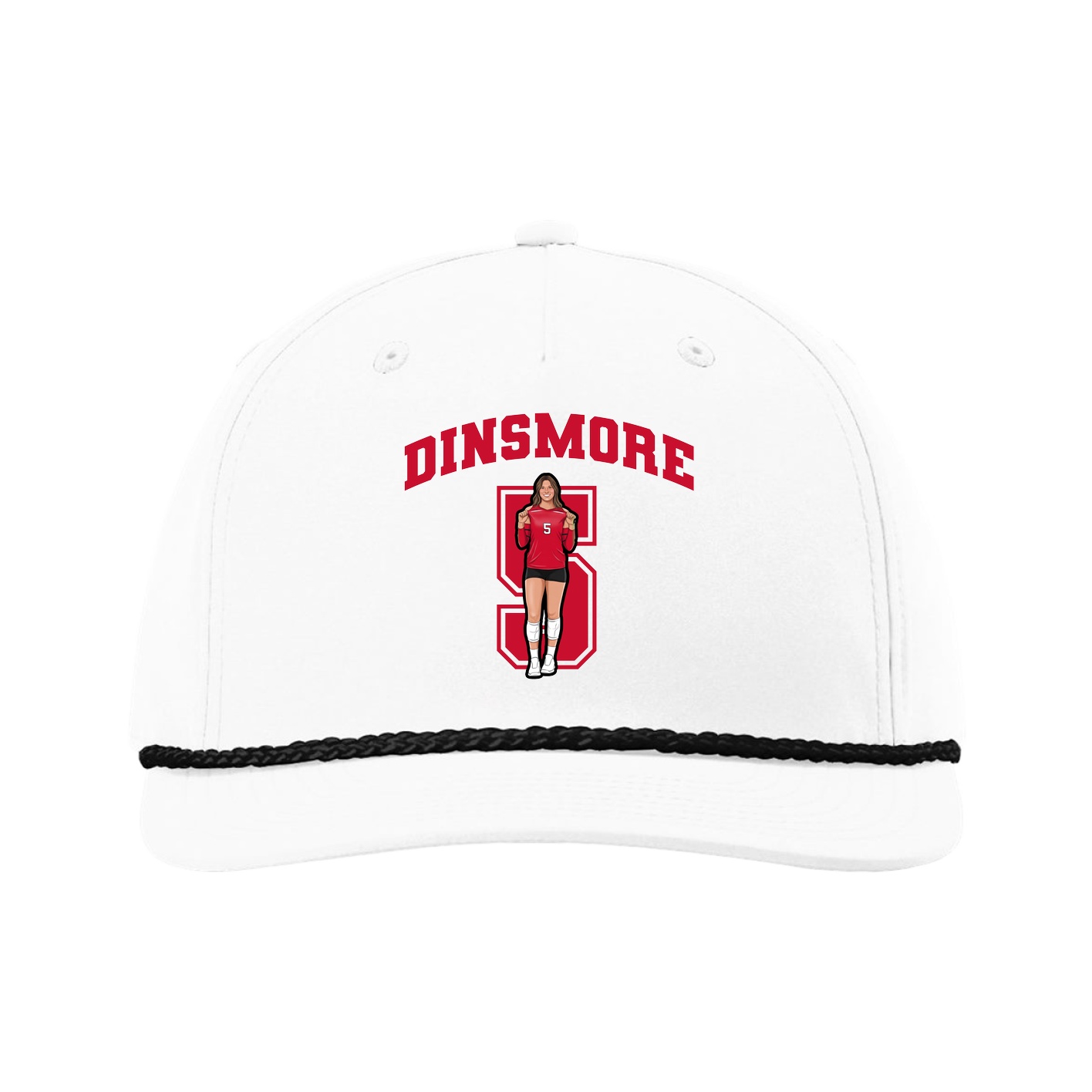 Five-Panel Classic Rope Cap — Number in White