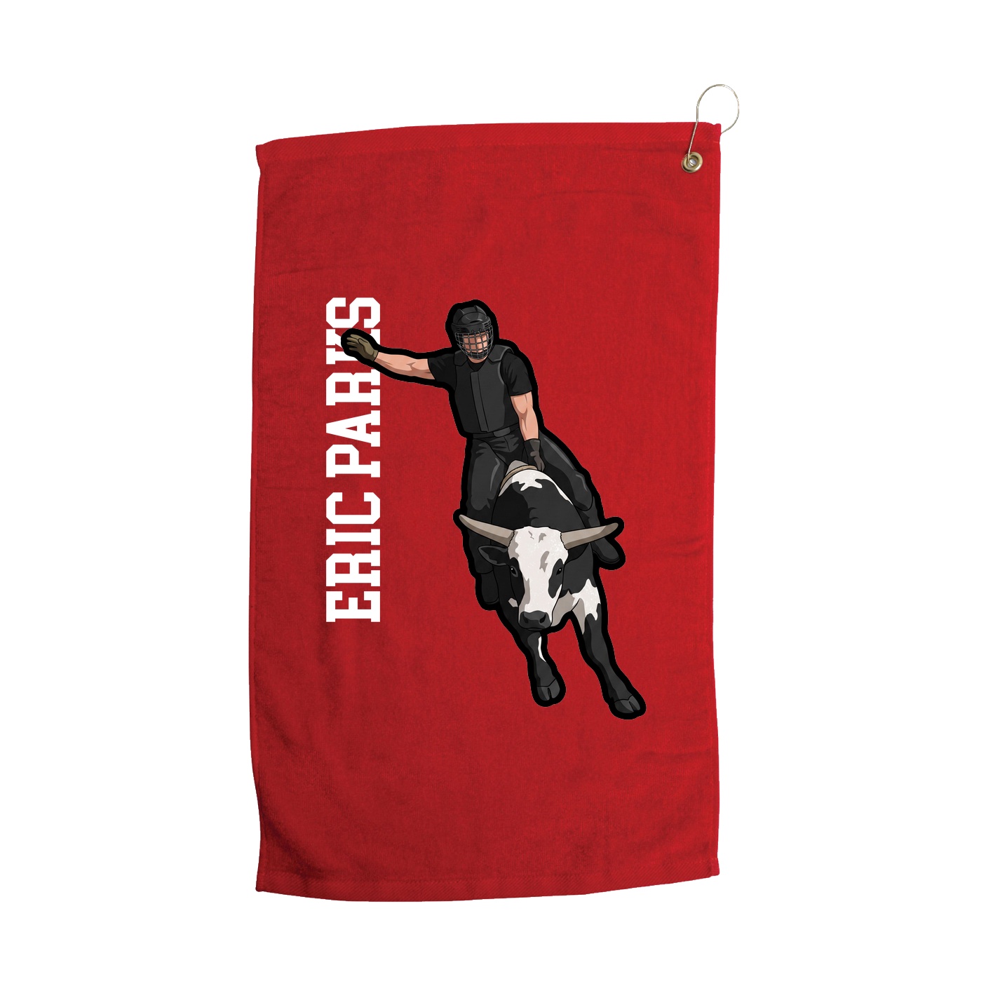 Golf Towel — Name Vertical in Red