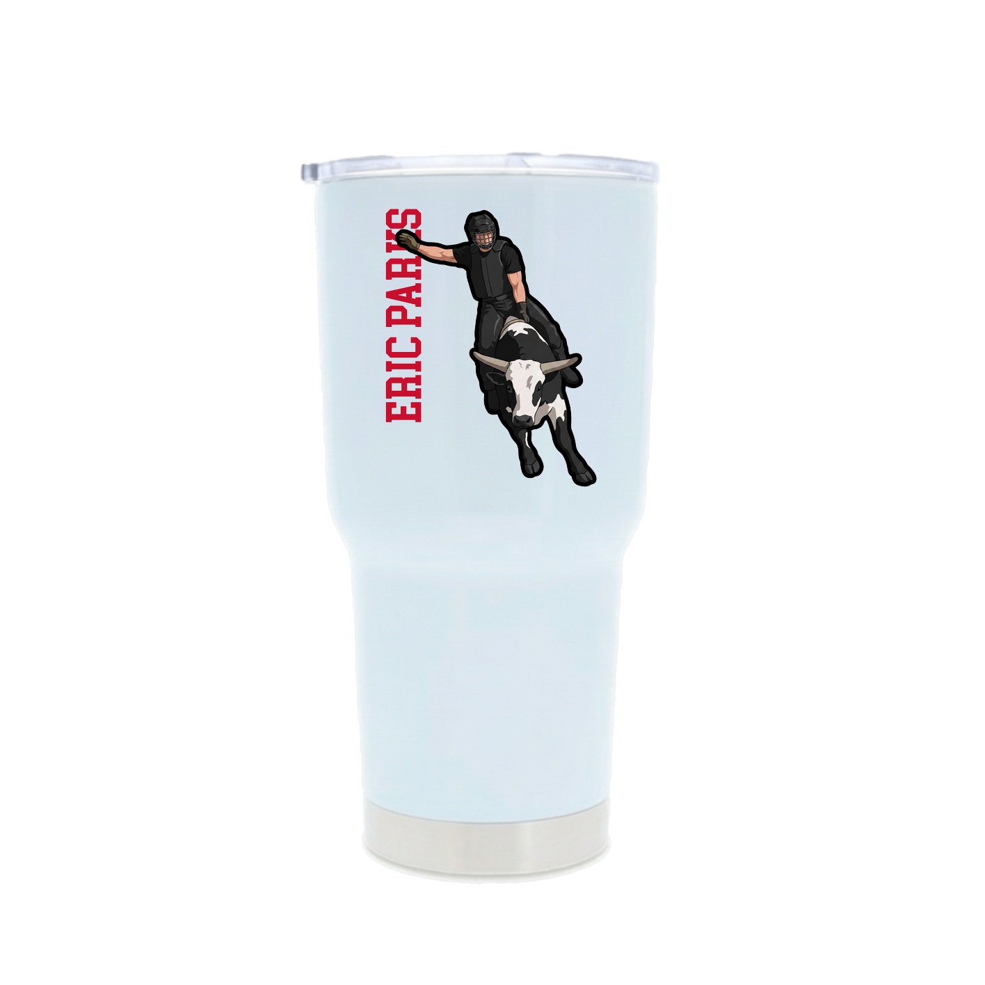 30oz Stainless Steel Tumbler — Name Vertical in White