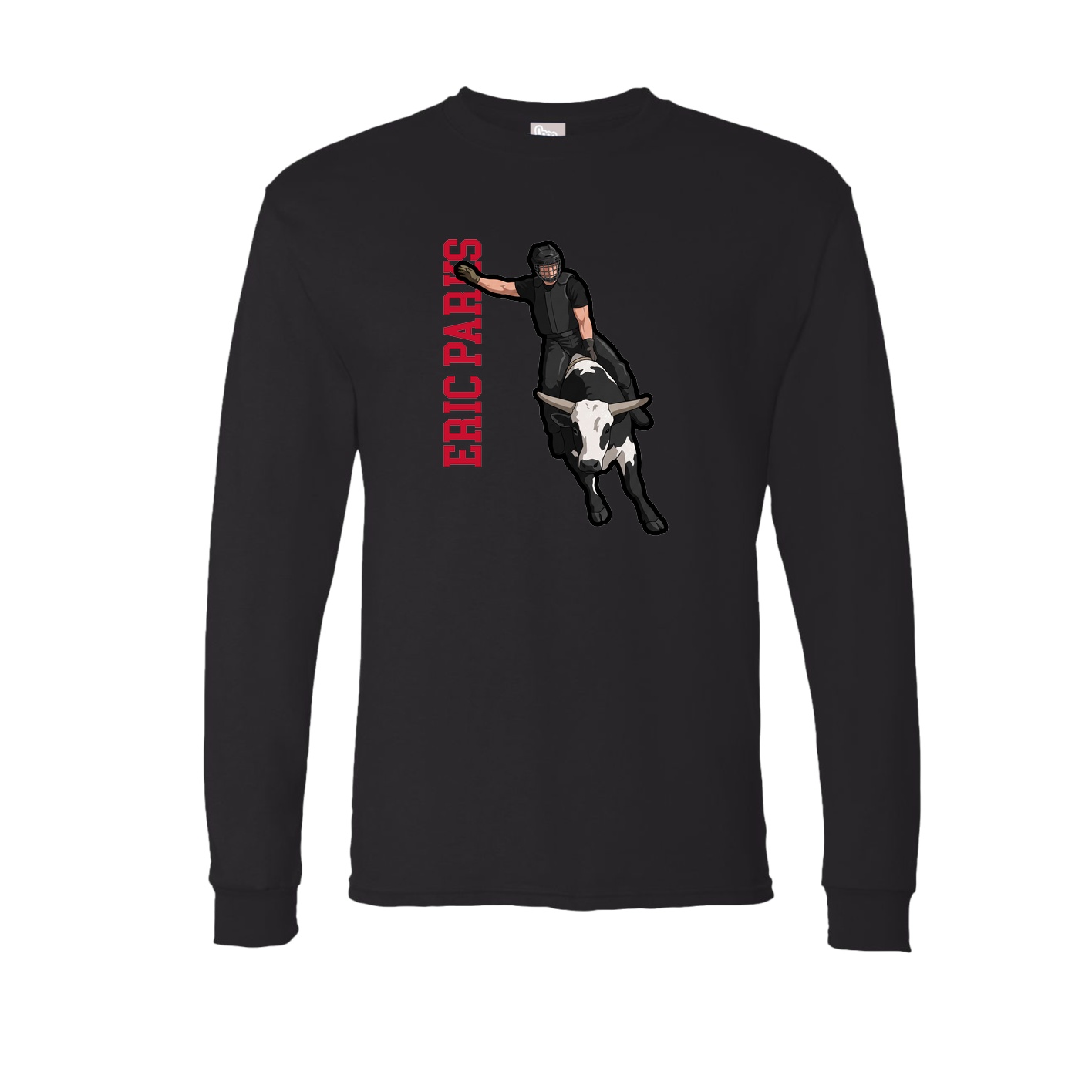 Long Sleeve Tee — Name Vertical in Black