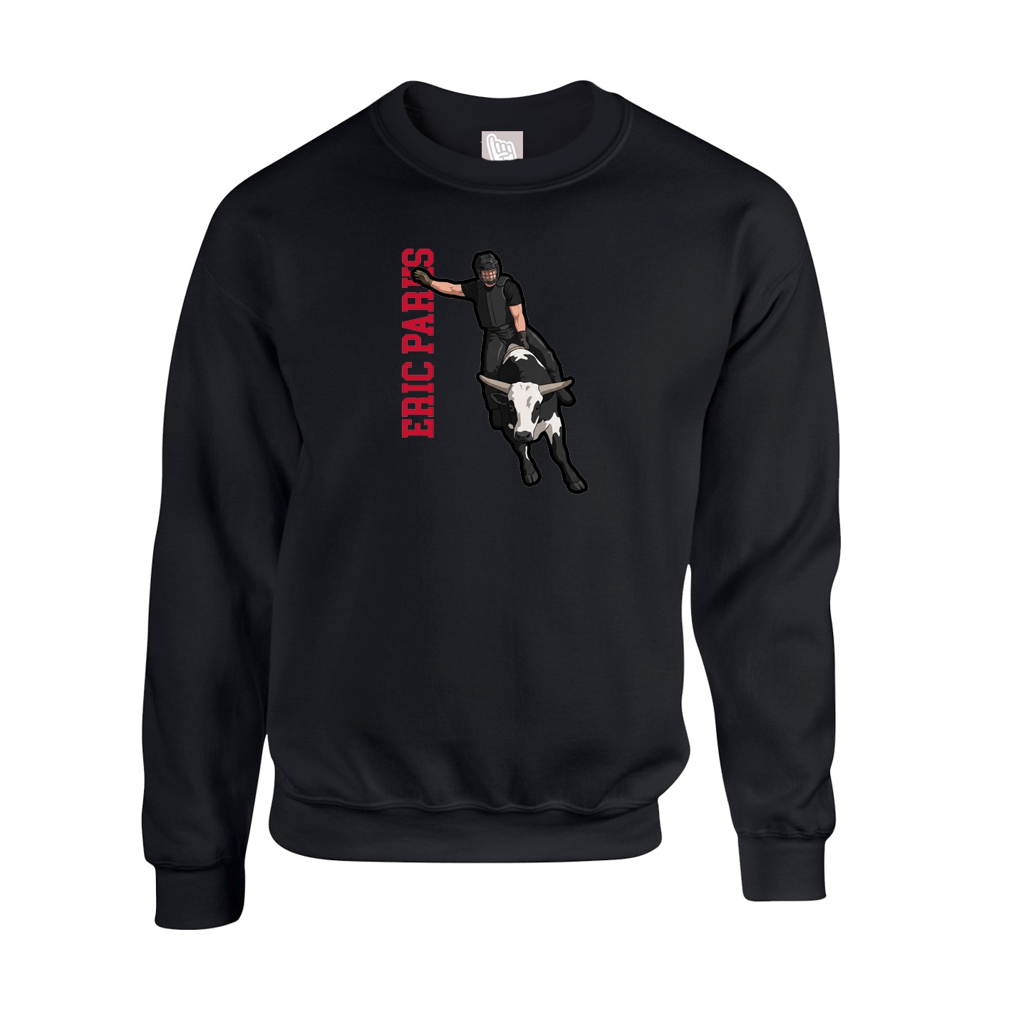 Fleece Crew — Name Vertical in Black