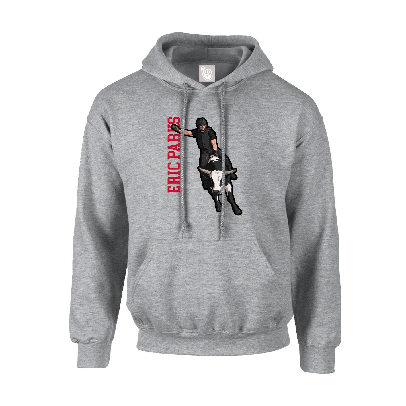 Youth Hoodie — Name Vertical in Grey