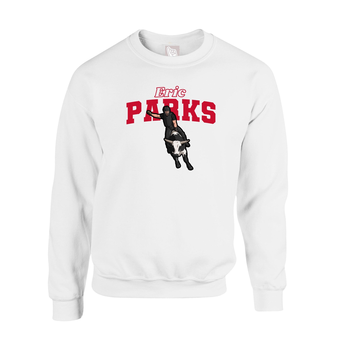 Fleece Crew — Name Arch in White