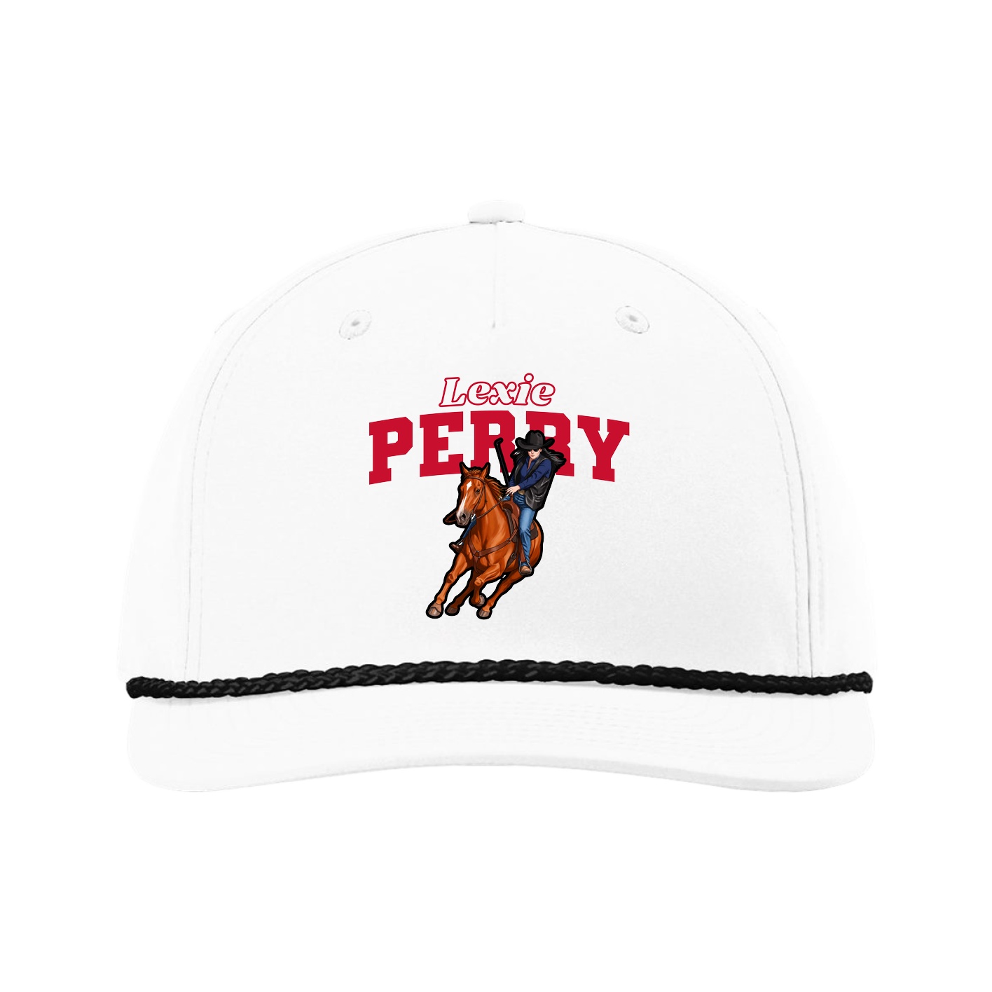 Five-Panel Classic Rope Cap — Name Arch in White