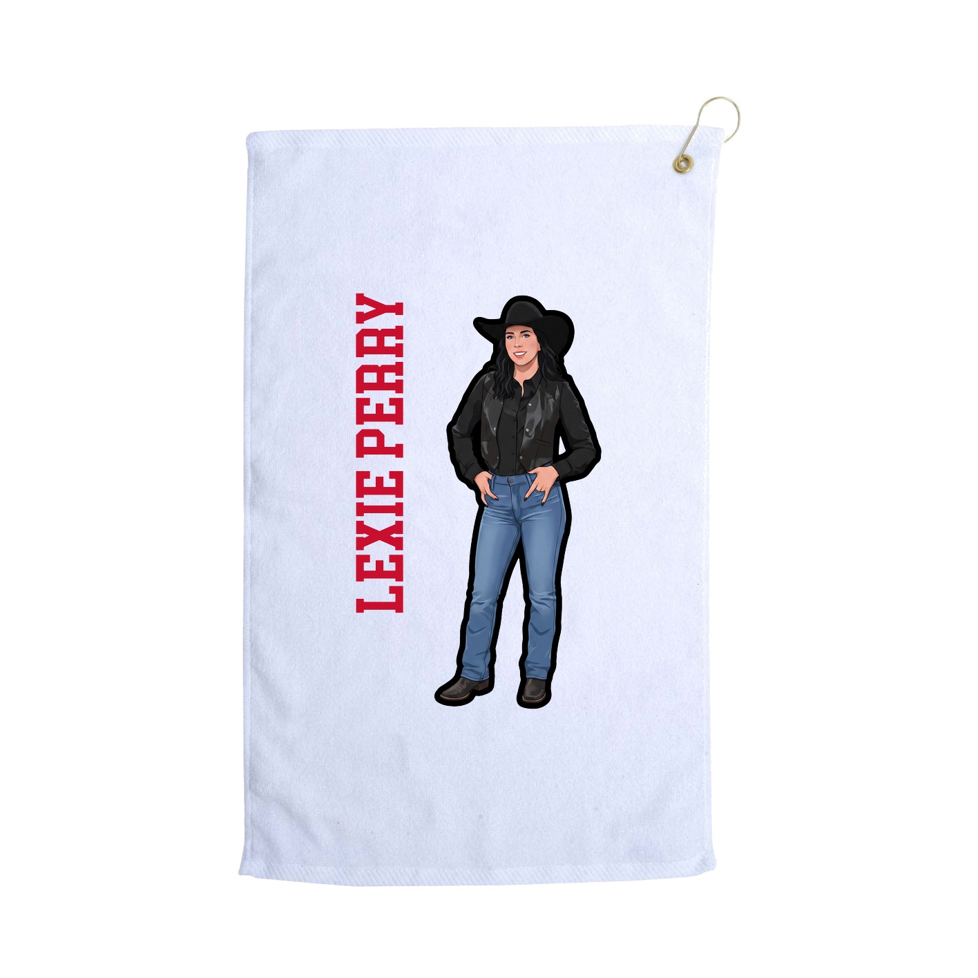 Golf Towel — Name Vertical in White