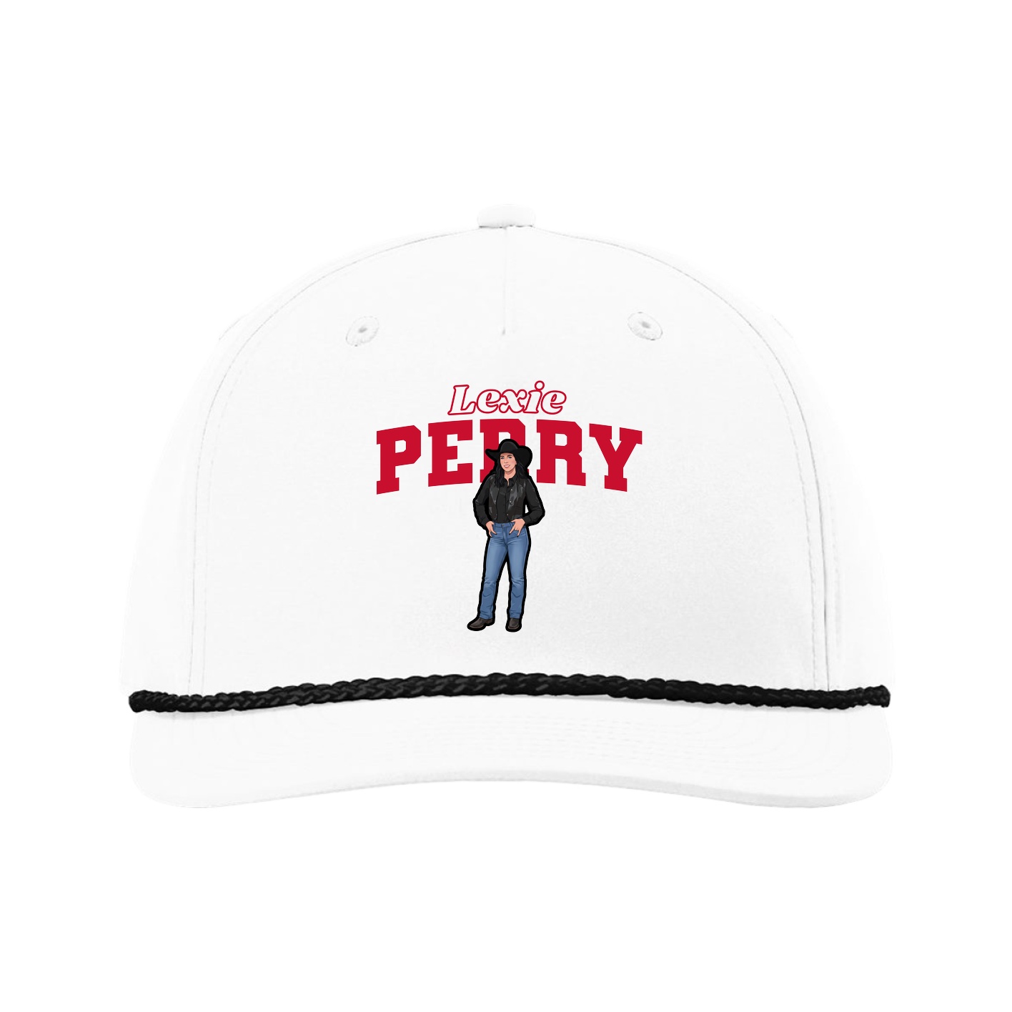 Five-Panel Classic Rope Cap — Name Arch in White