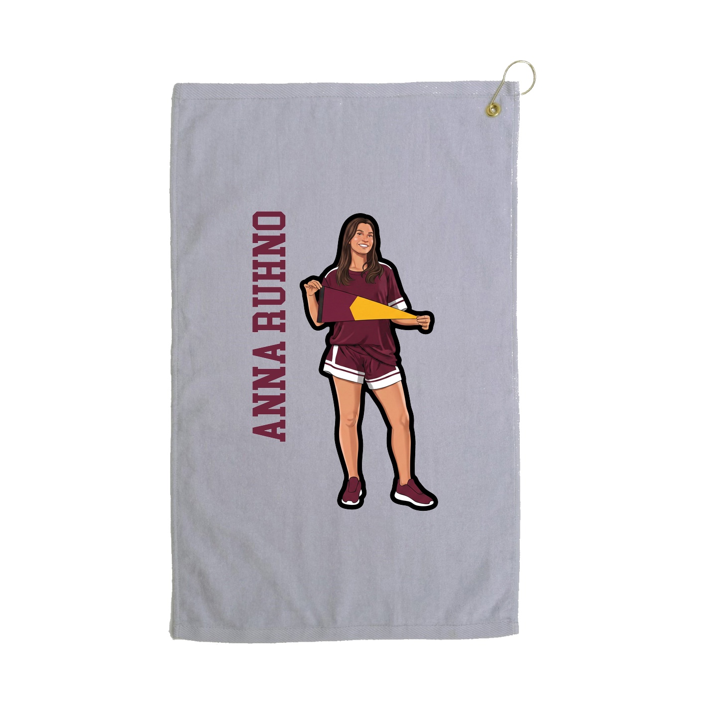 Golf Towel — Name Vertical in Grey