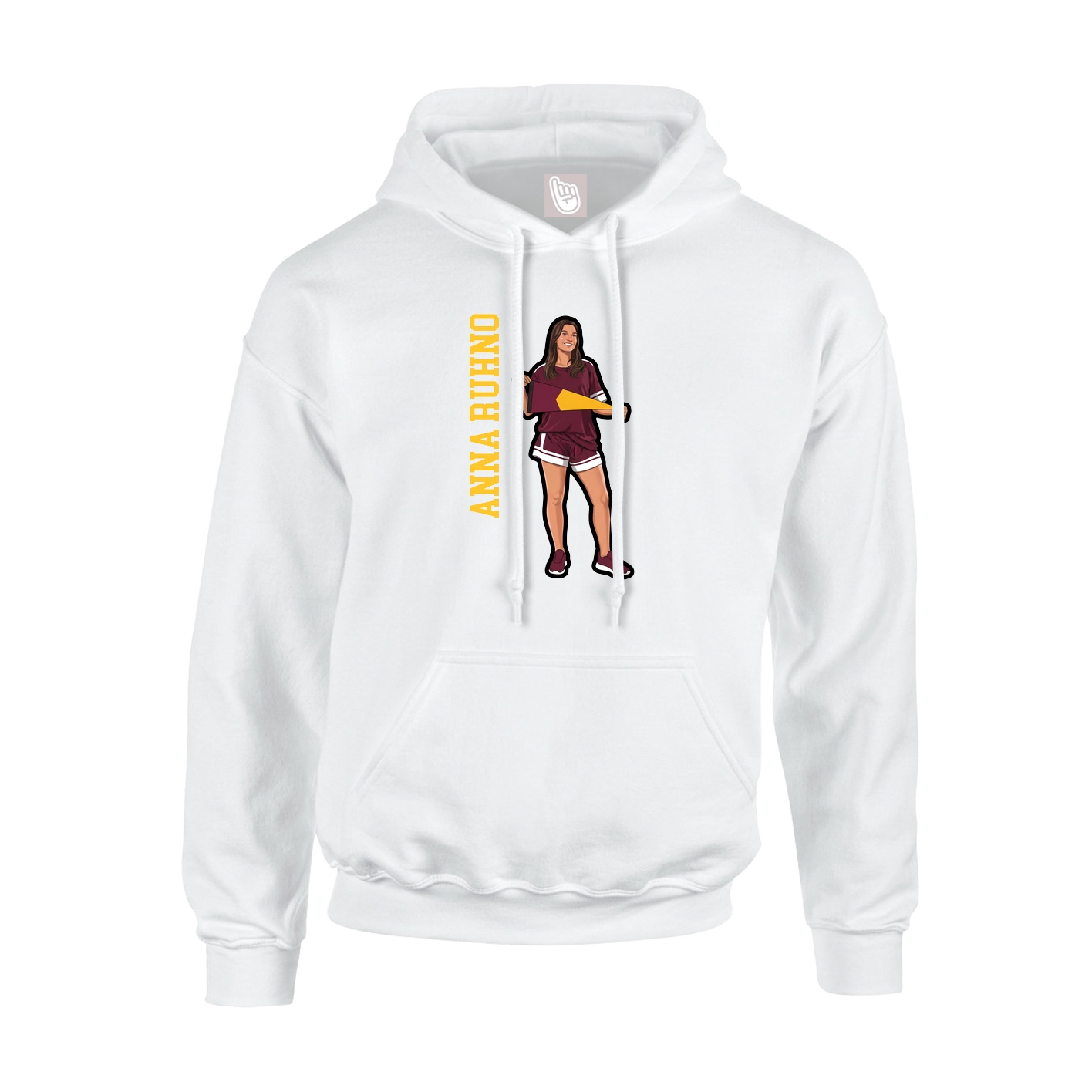 Youth Hoodie — Name Vertical in White