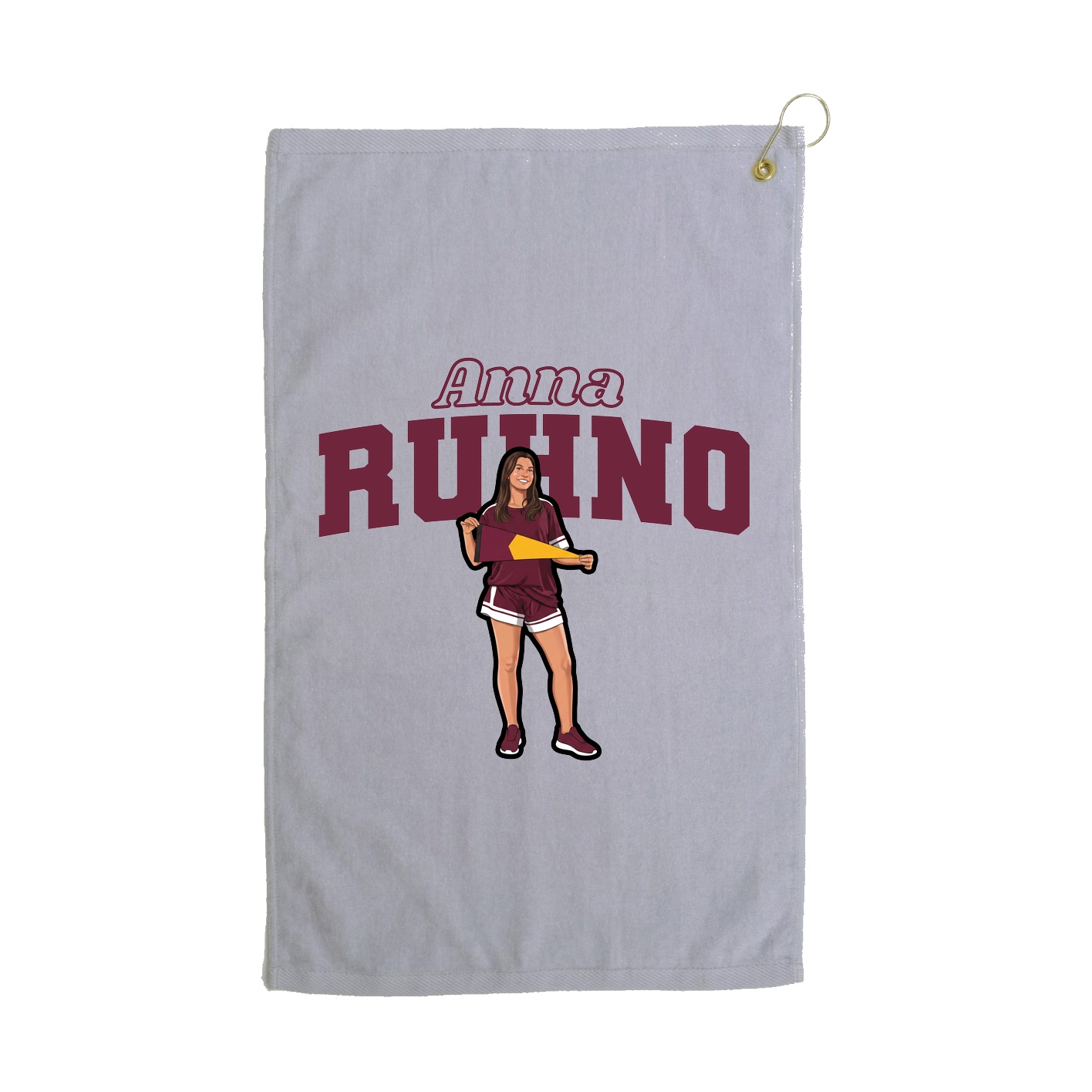 Golf Towel — Name Arch in Grey