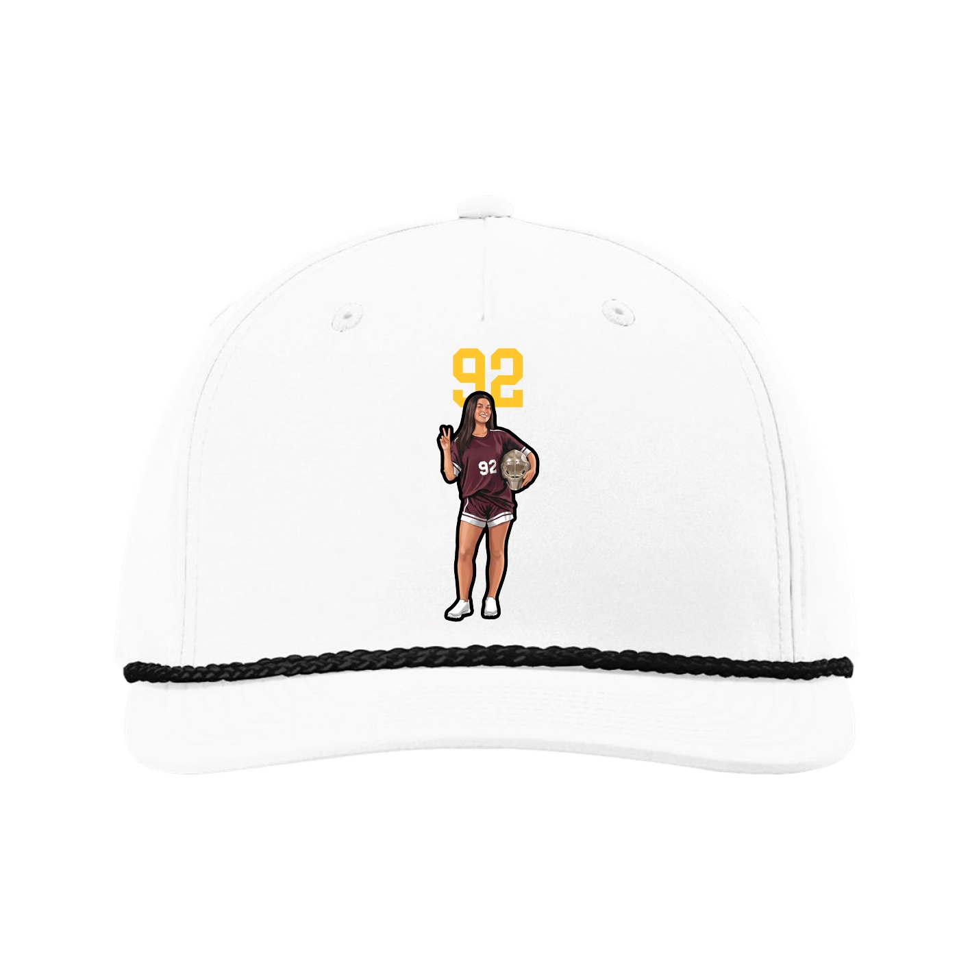 Five-Panel Classic Rope Cap — Number Top in White