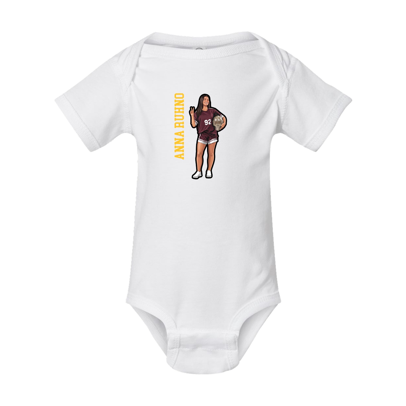 Baby Onesie — Name Vertical in White