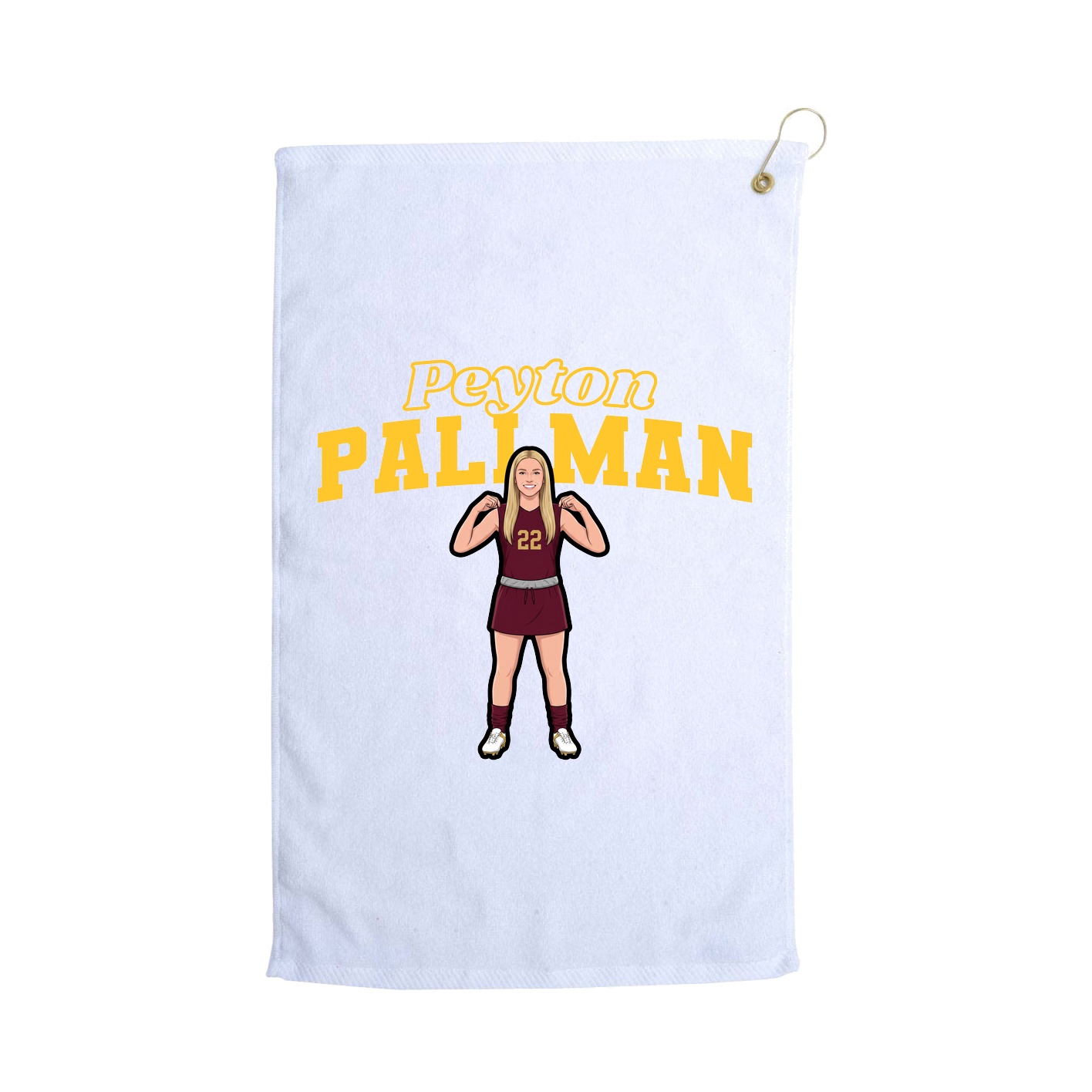 Golf Towel — Name Arch in White
