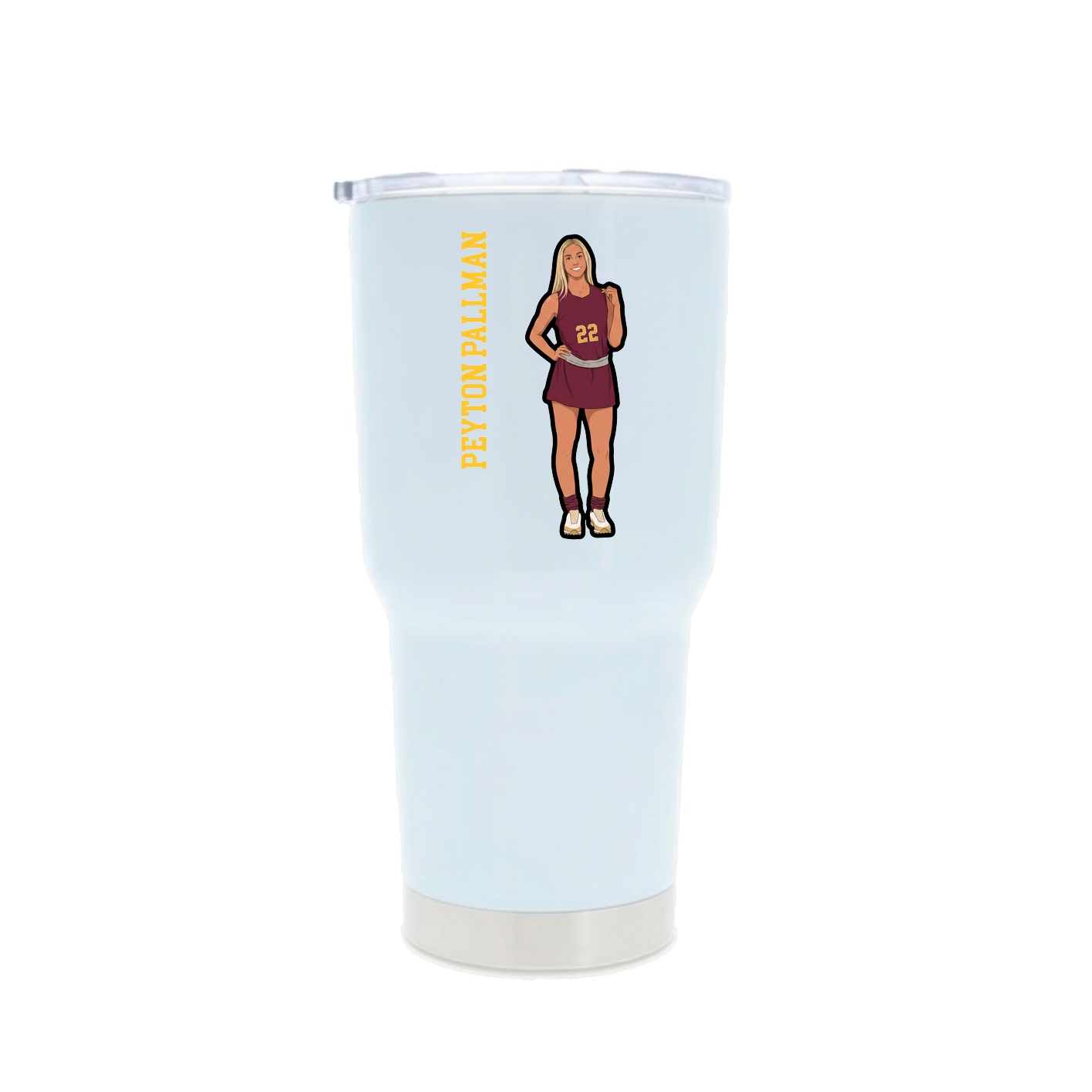 30oz Stainless Steel Tumbler — Name Vertical in White