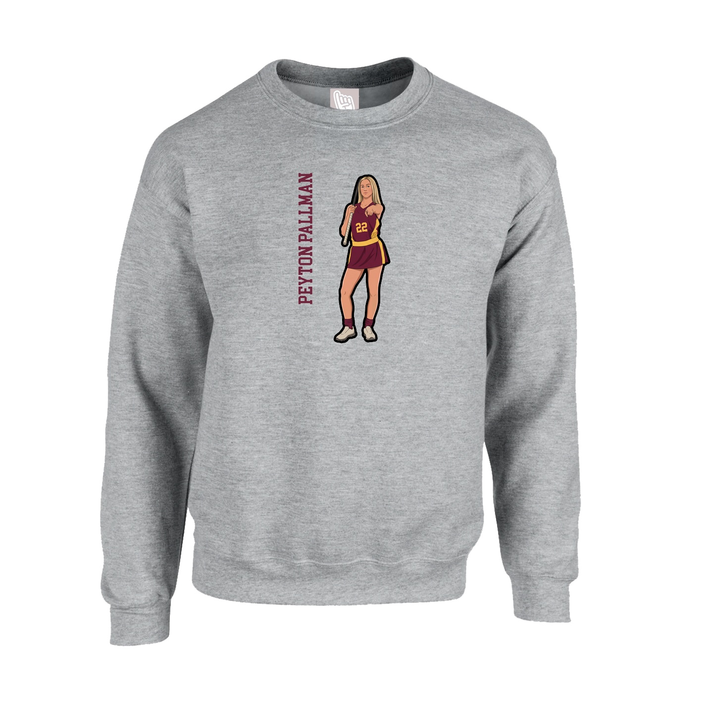 Fleece Crew — Name Vertical in Grey