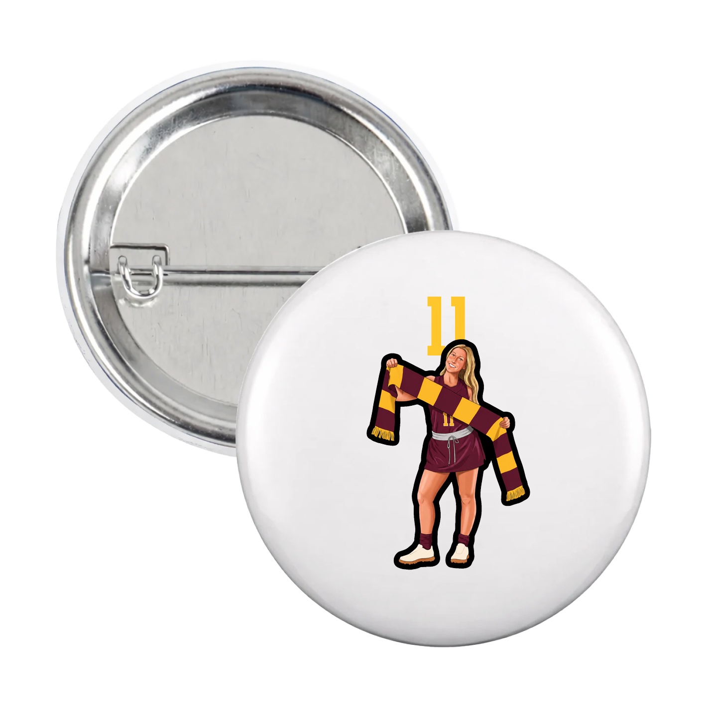 Game Day Button — Number Top in White